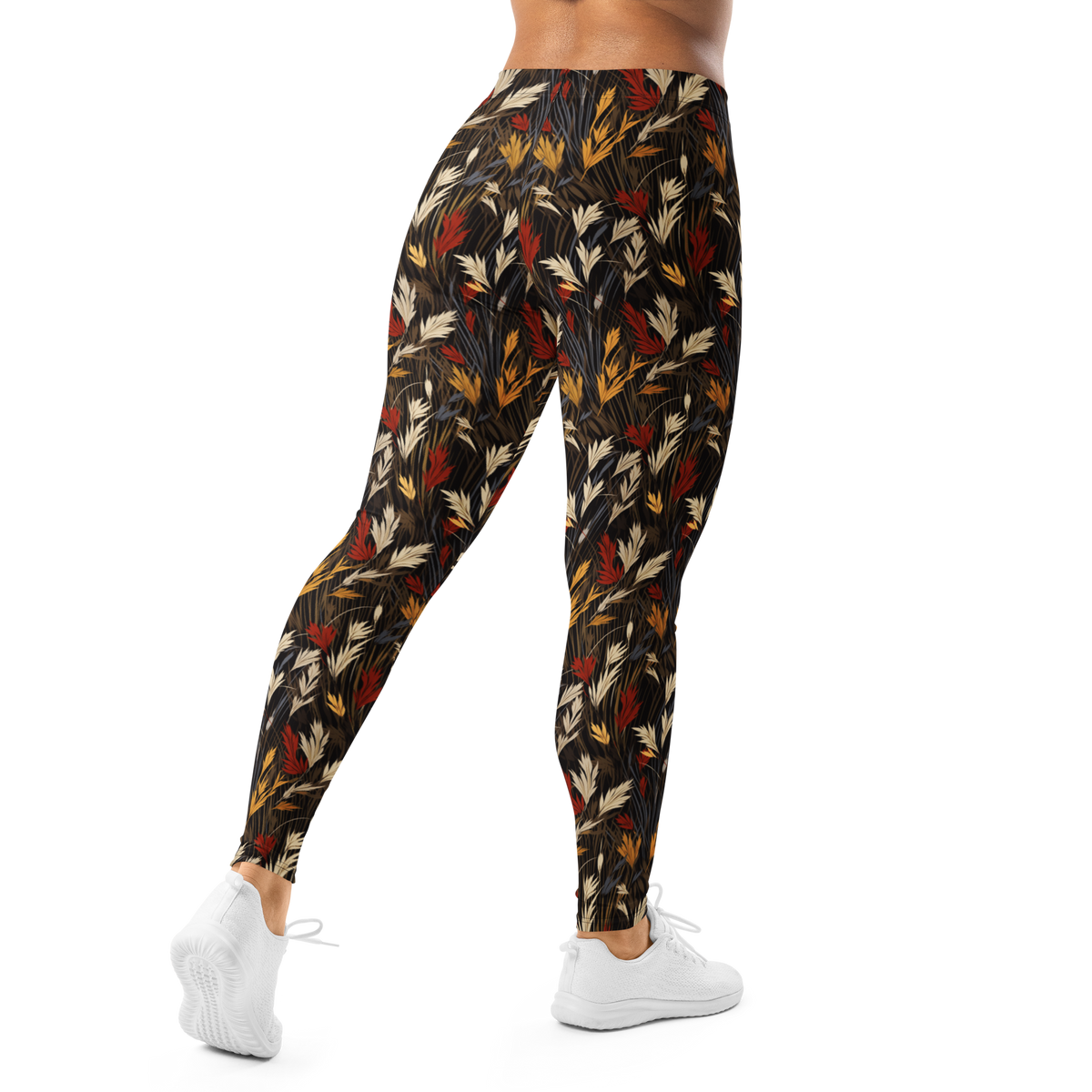 Wheatfield Scarfhold mid-rise comfort leggings, back view.