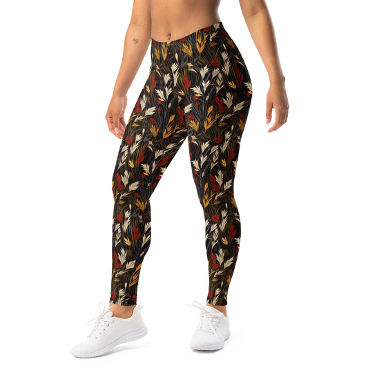 Wheatfield Scarfhold mid-rise comfort leggings, left-front view.