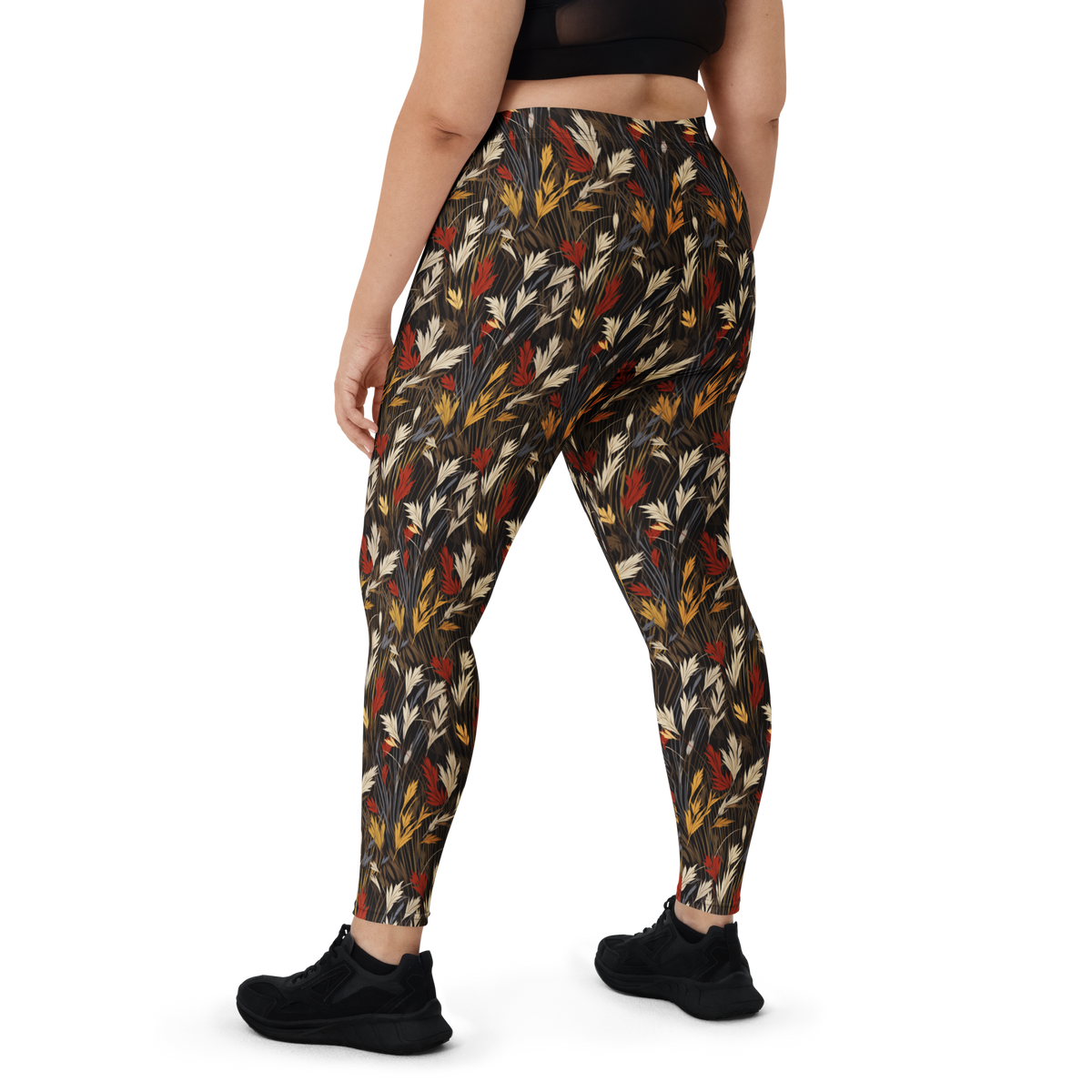 Wheatfield Scarfhold mid-rise comfort leggings, oversize-fit back view.