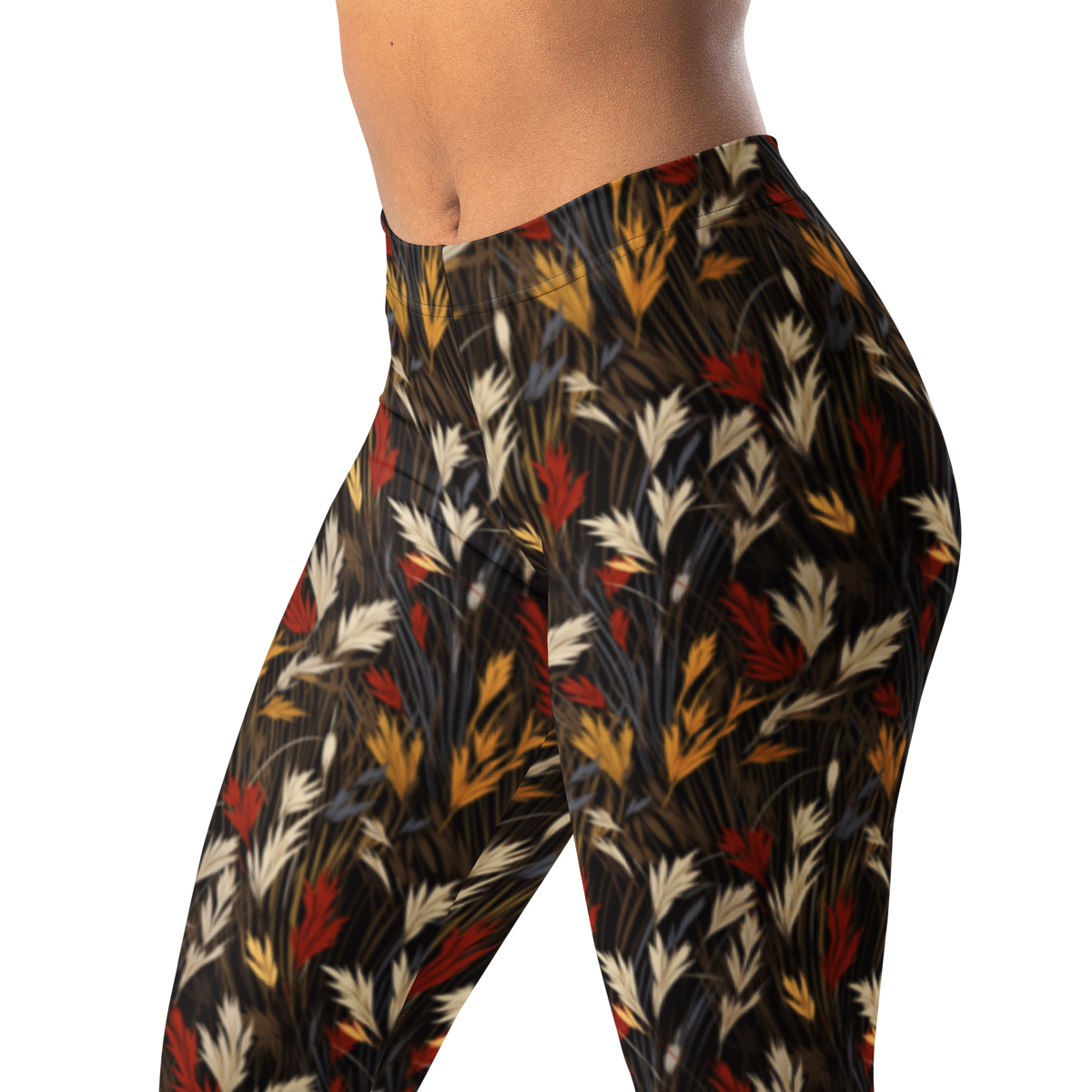 Wheatfield · Scarfhold Palette mid-rise everyday leggings, waistband and pattern detail.