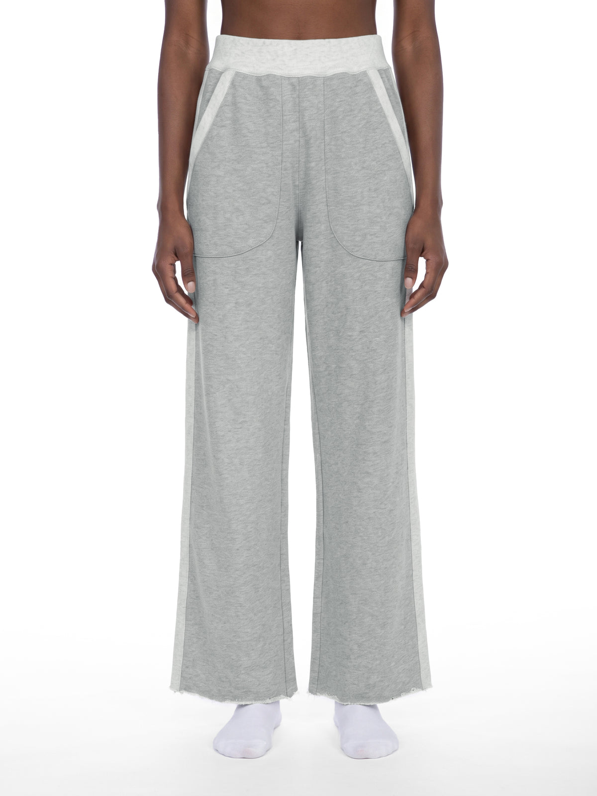 Women’s Colour-Block Raw-Hem Sweatpants — front view