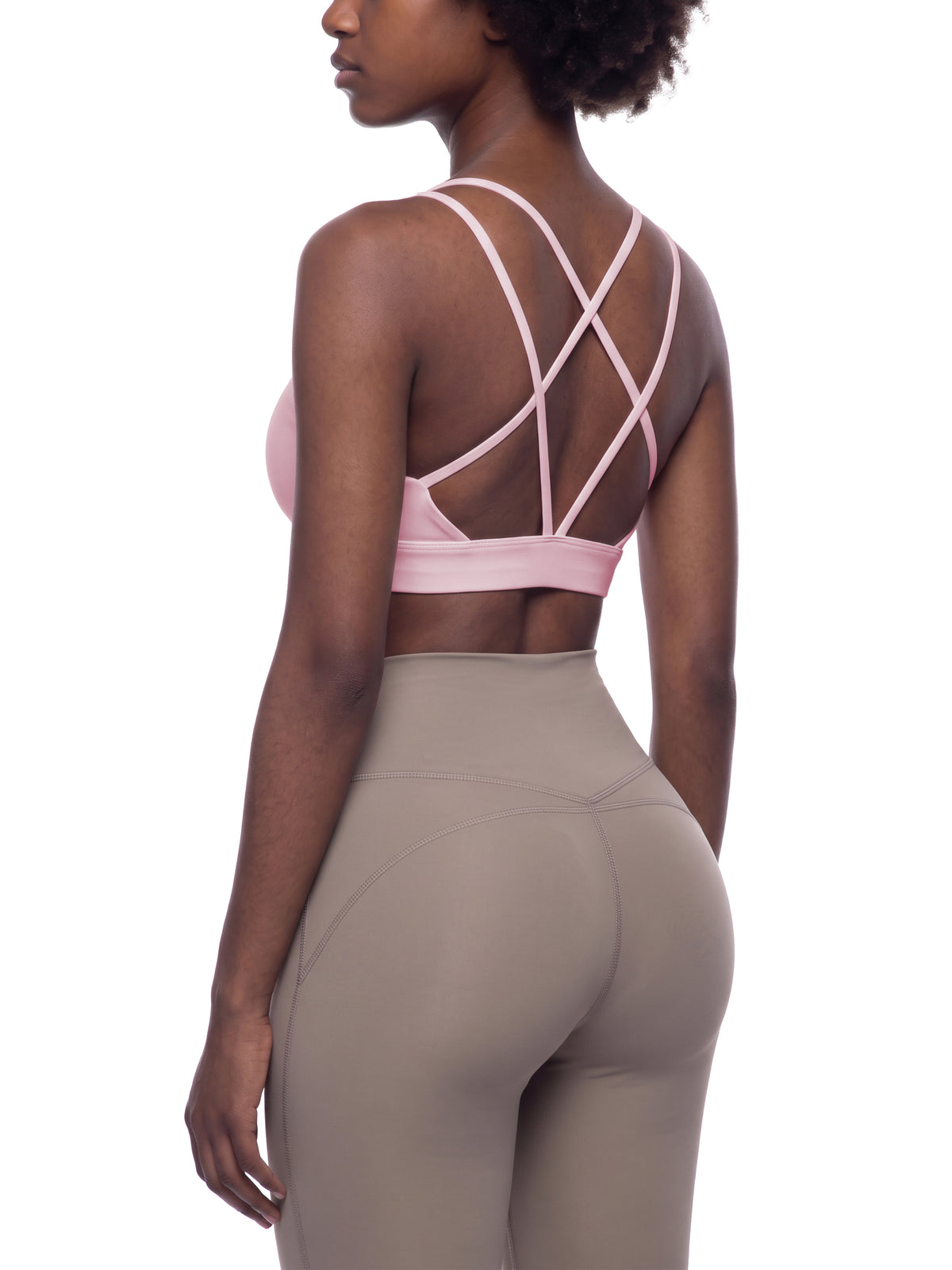 Women’s Lycra Cropped Sports Bra — rear three-quarter view