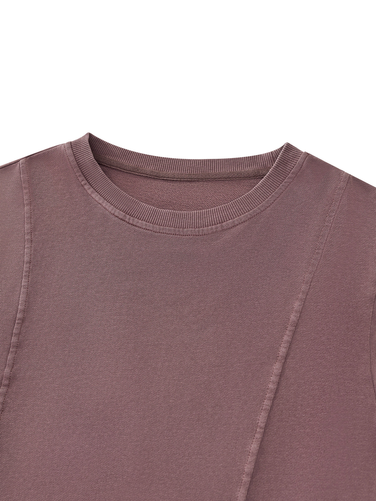 Women’s Mineral-Wash Cropped Sweatshirt — neckline and closure detail