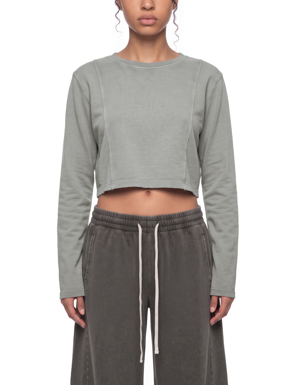 Women’s Mineral-Wash Cropped Sweatshirt — front view