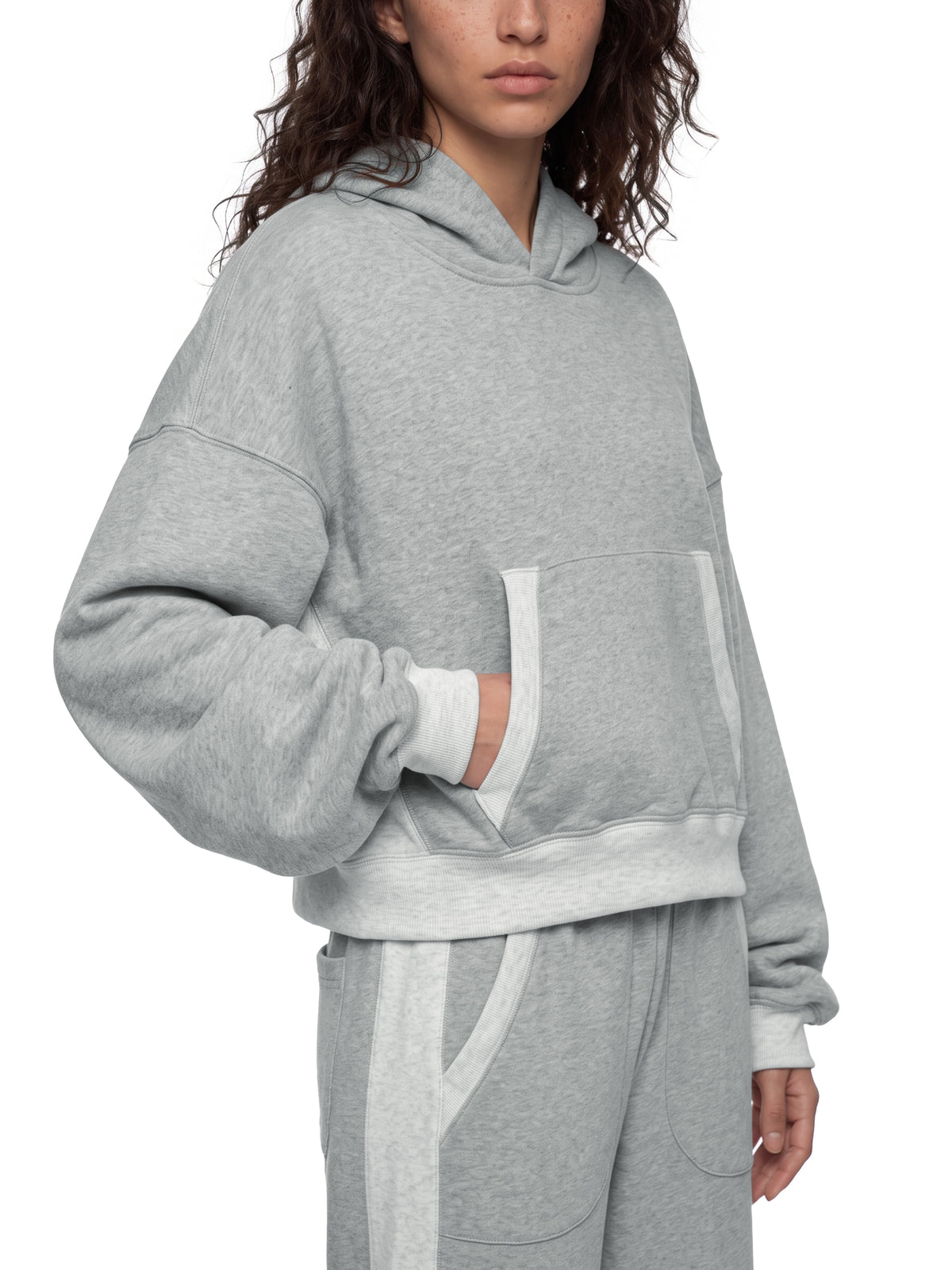 Women’s Colour-Block Cropped Hoodie — styled front view