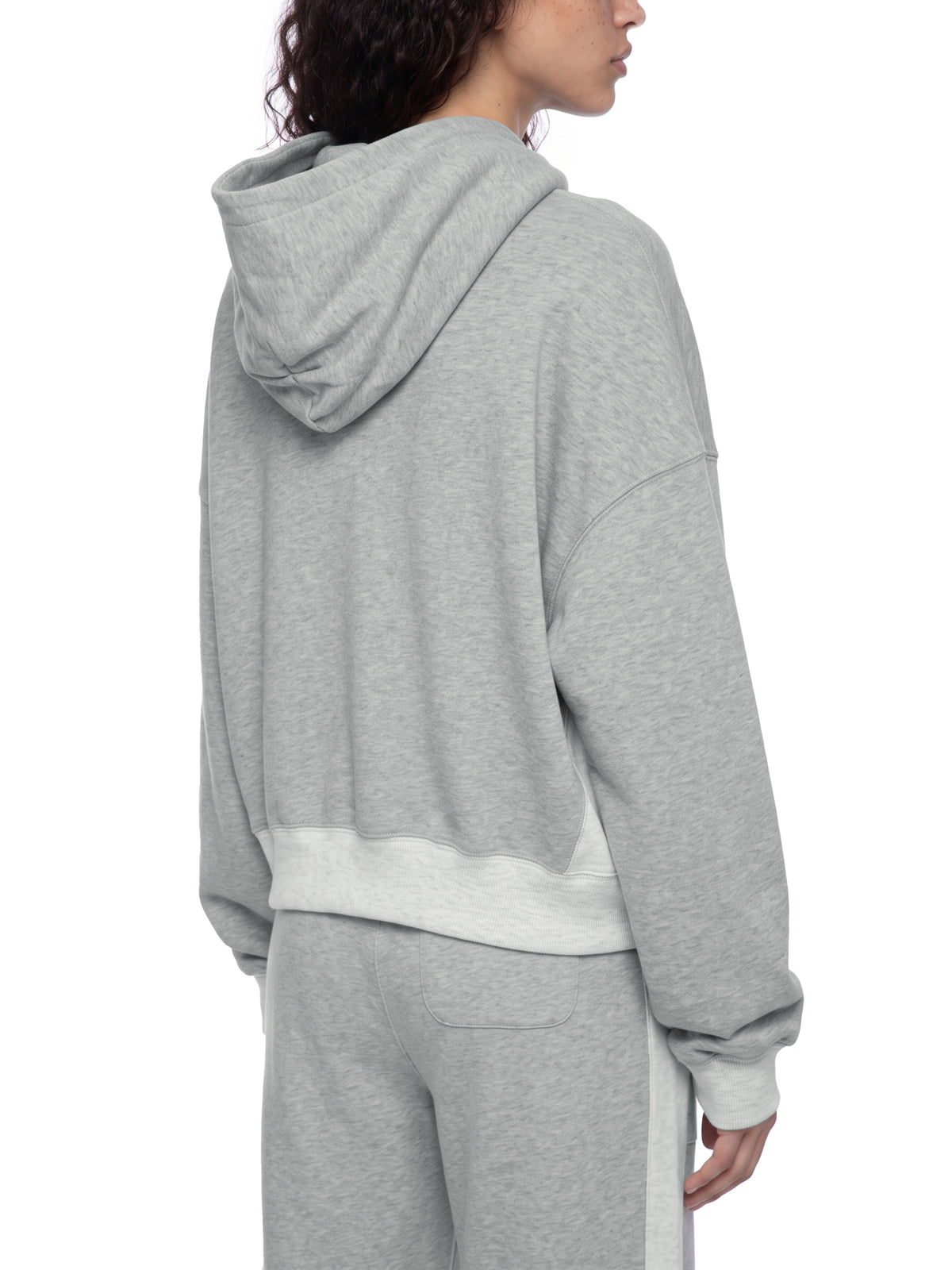 Women’s Colour-Block Cropped Hoodie — rear three-quarter view