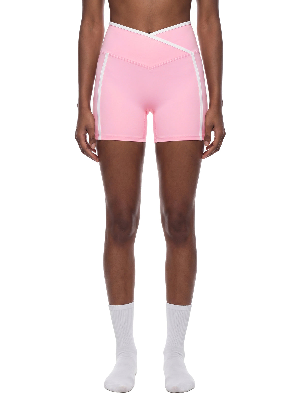 Women’s Colour-Block High-Rise Yoga Shorts — front view