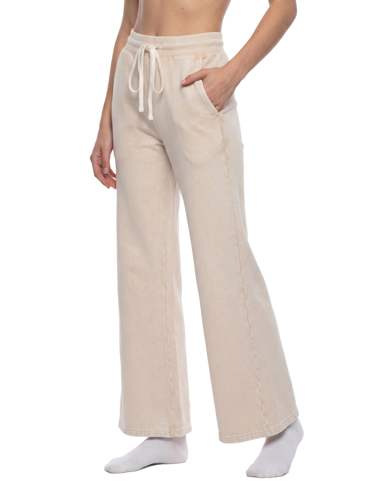 Women’s Mineral-Wash Flared Sweatpants — rear three-quarter view