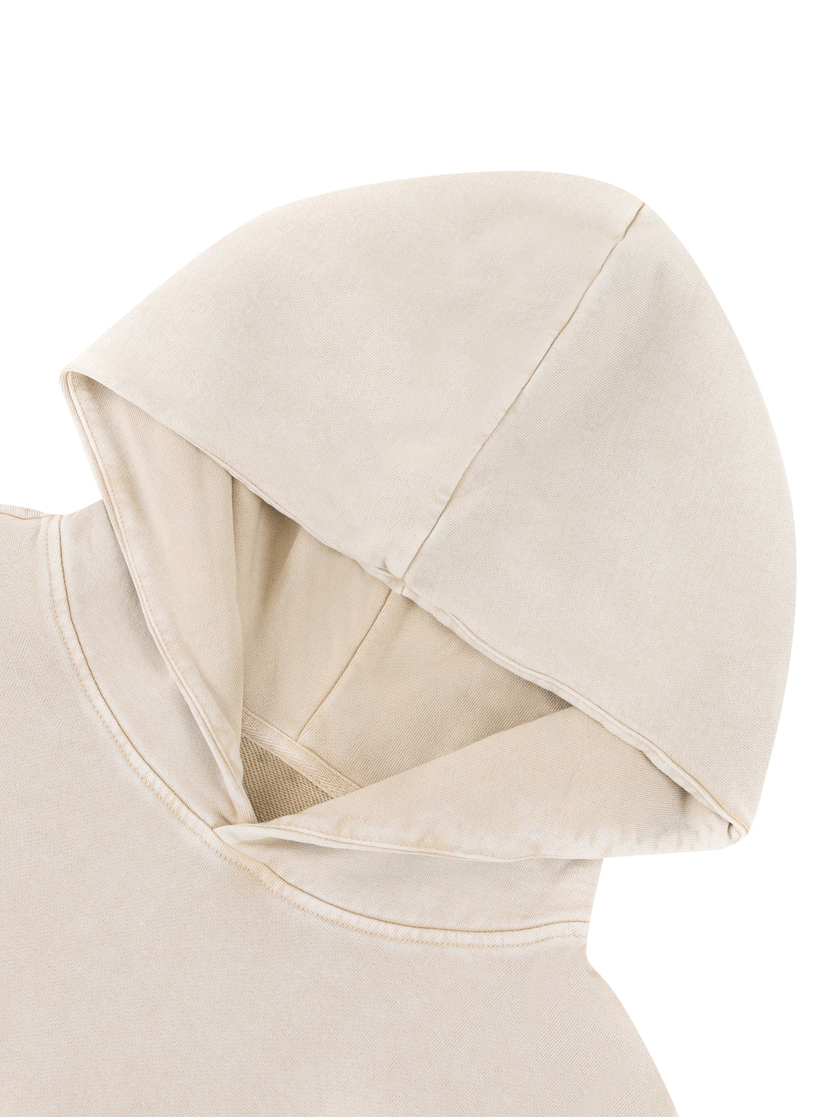 Women’s Mineral-Wash Cropped Hoodie — neckline and closure detail