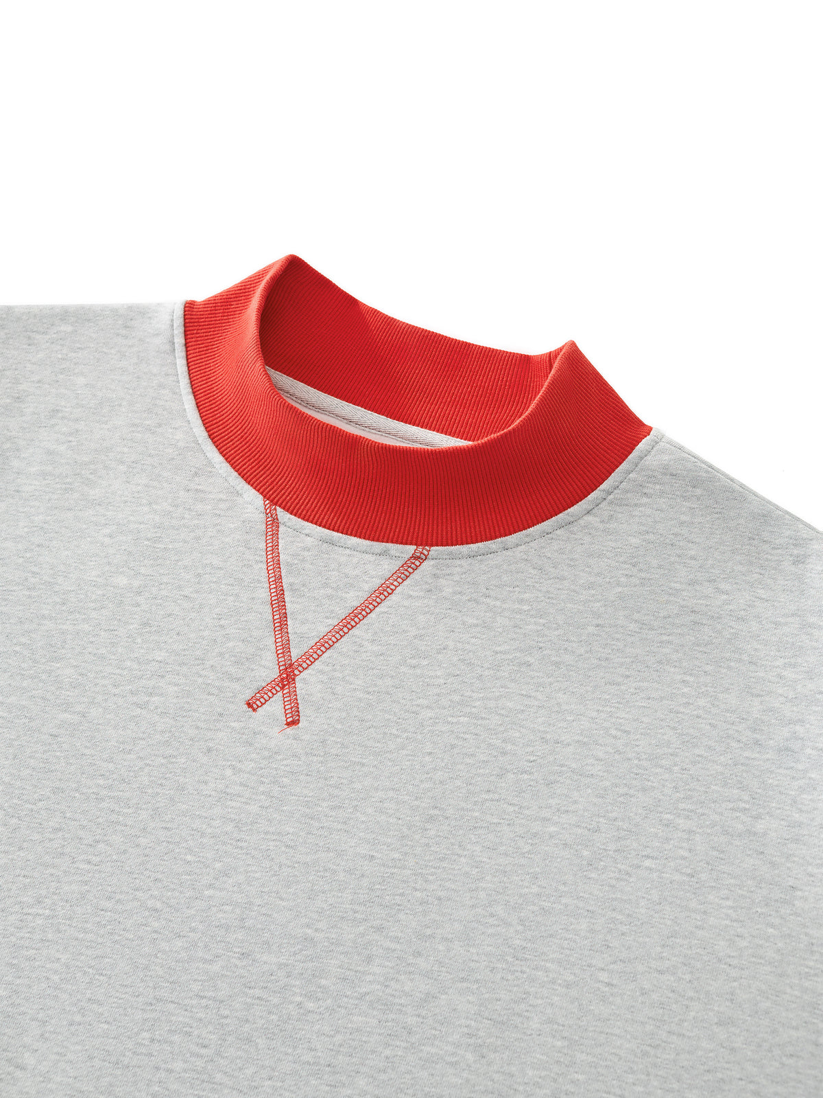 Women’s Fleece Mock-Neck Crew Sweatshirt — neckline and closure detail