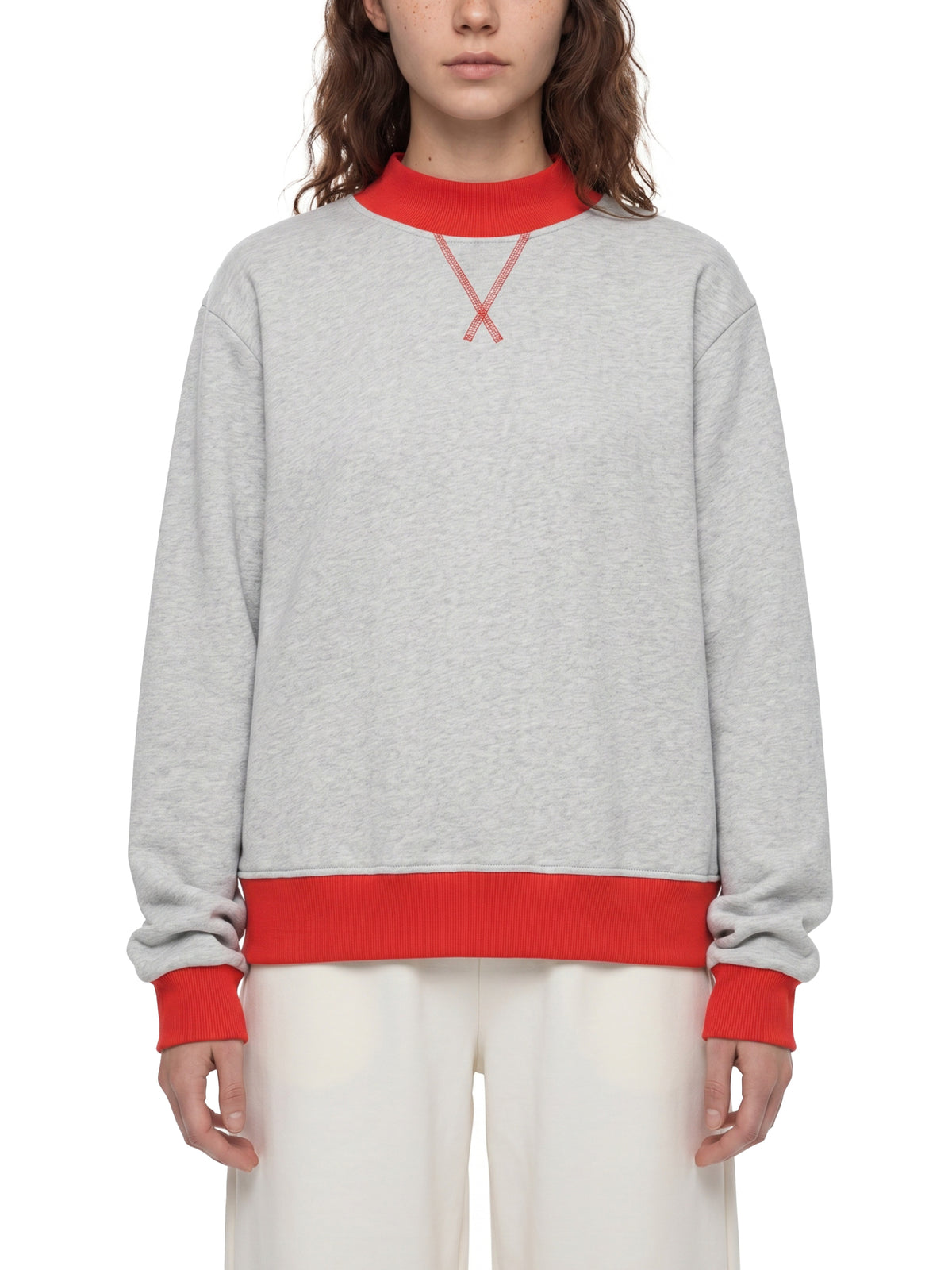 Women’s Fleece Mock-Neck Crew Sweatshirt — front view