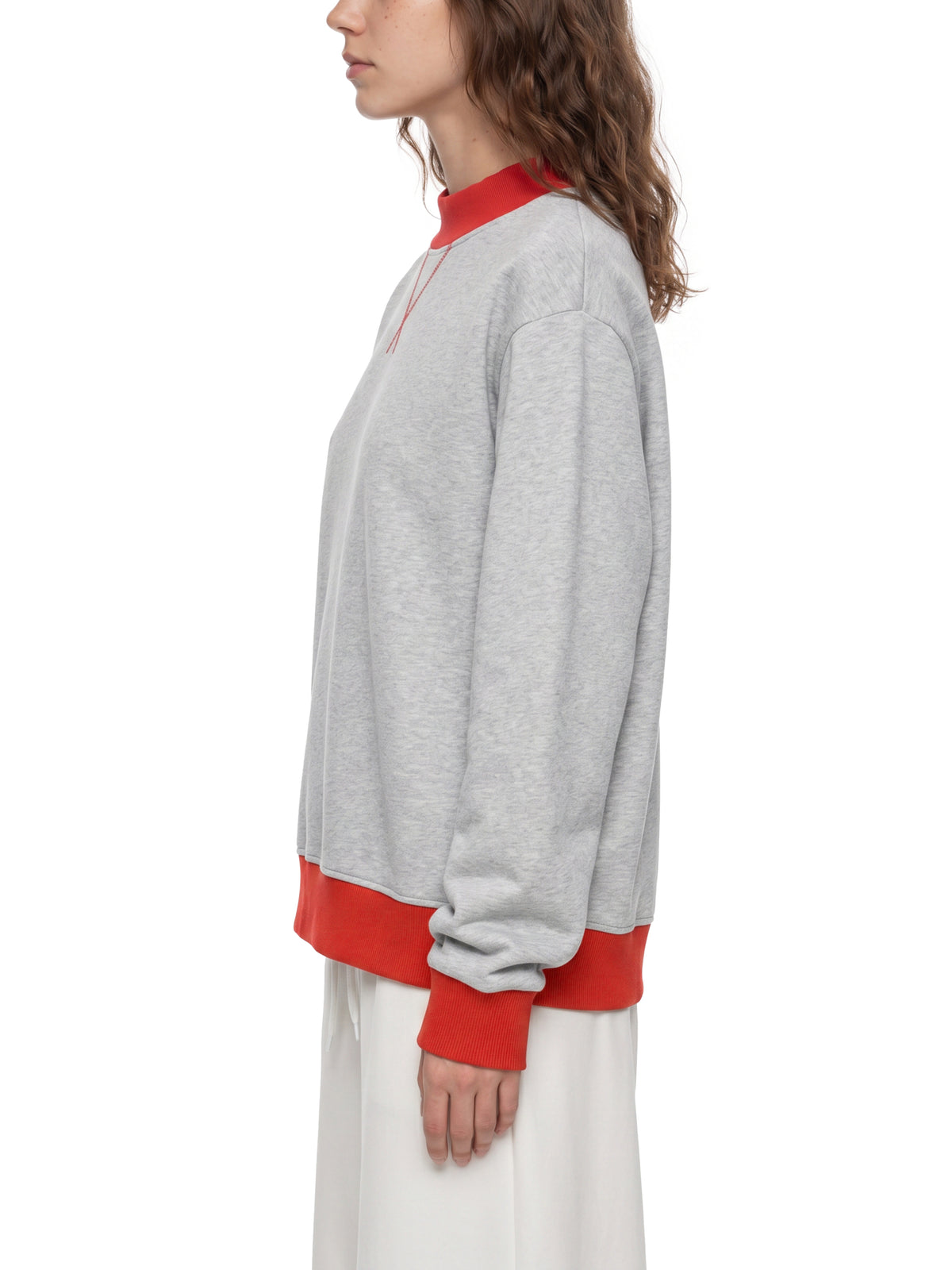 Women’s Fleece Mock-Neck Crew Sweatshirt — side view