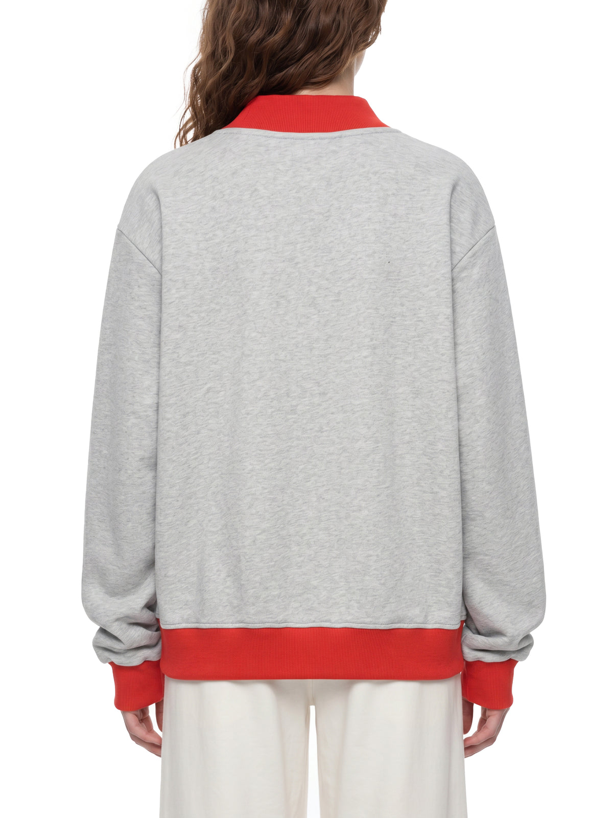 Women’s Fleece Mock-Neck Crew Sweatshirt — back view