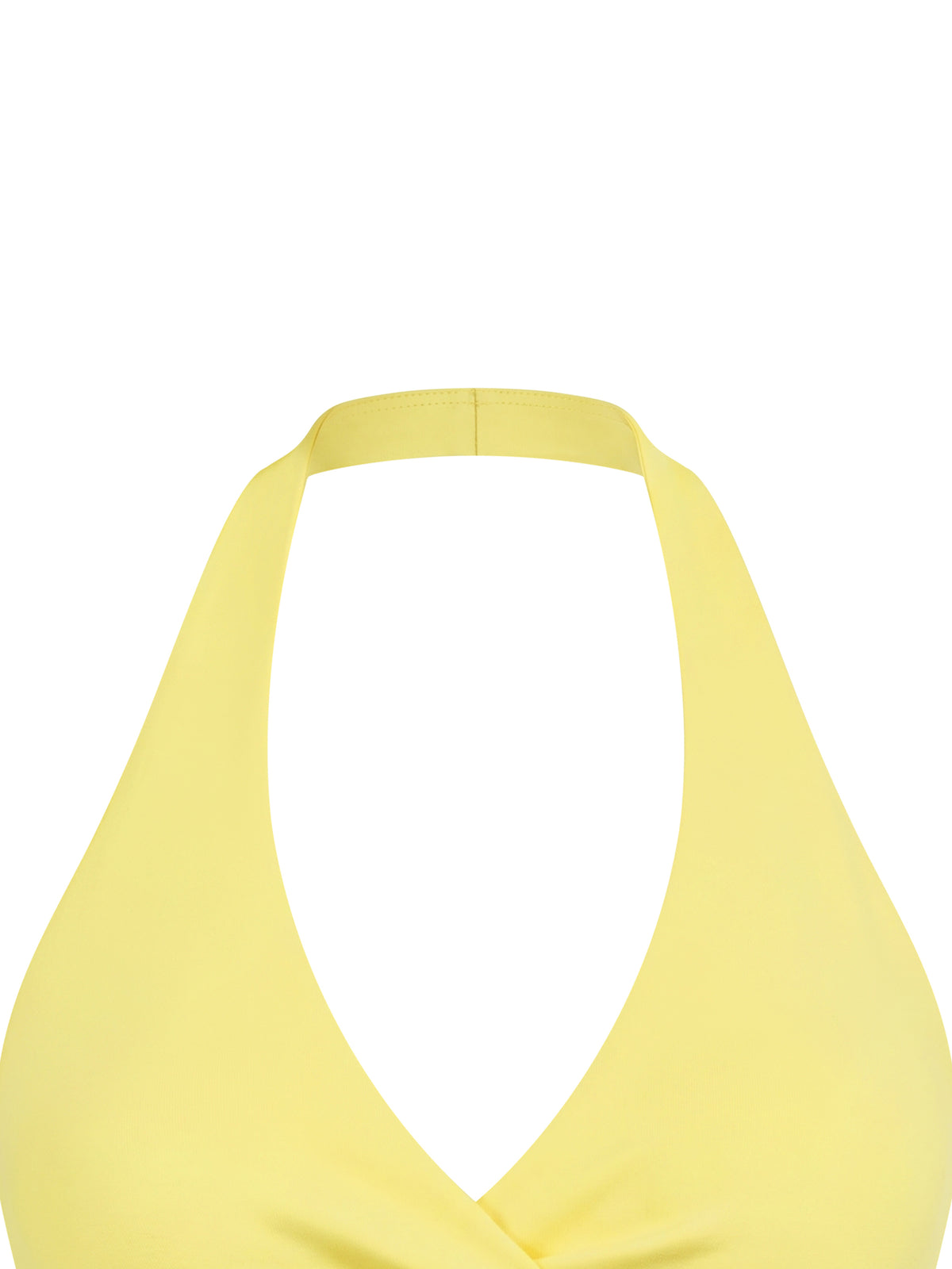 Women’s Ruched Halter Crop Tank Top — neckline and closure detail