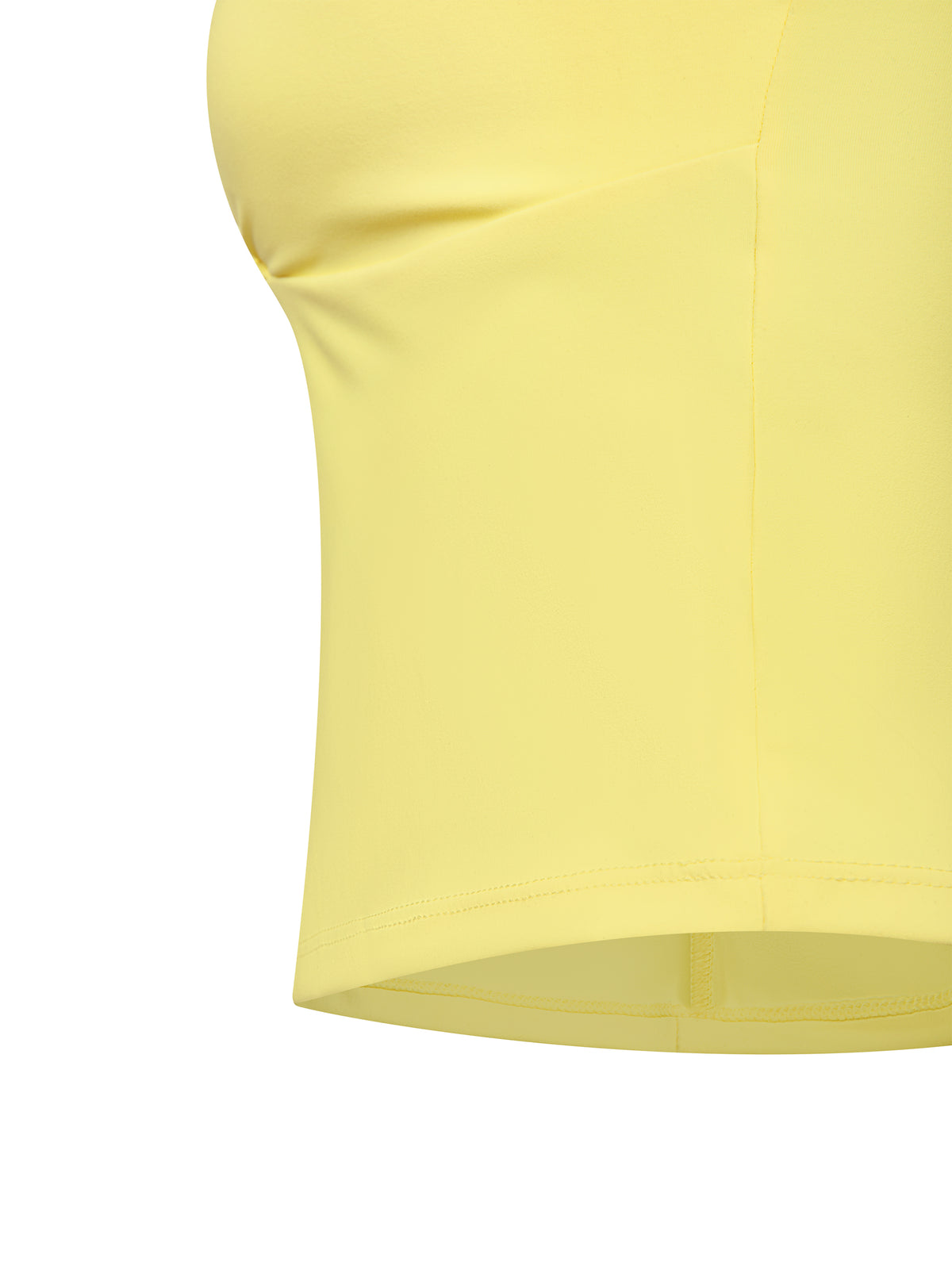 Women’s Ruched Halter Crop Tank Top — hem and stitching detail