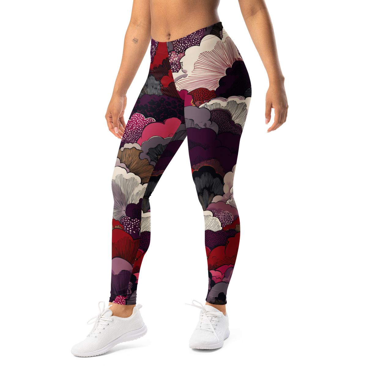 Yūkoku · Burnished Orchid mid-rise everyday leggings, left-front view.