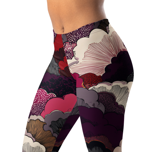 Yūkoku · Burnished Orchid mid-rise everyday leggings, waistband and pattern detail.