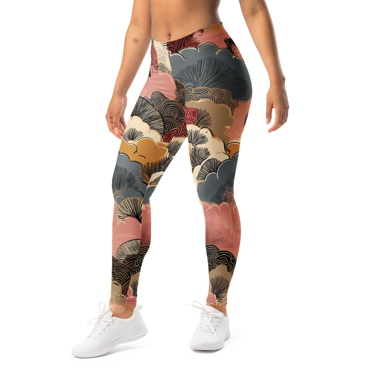 Yūkoku · Soft Current mid-rise everyday leggings, left-front view.