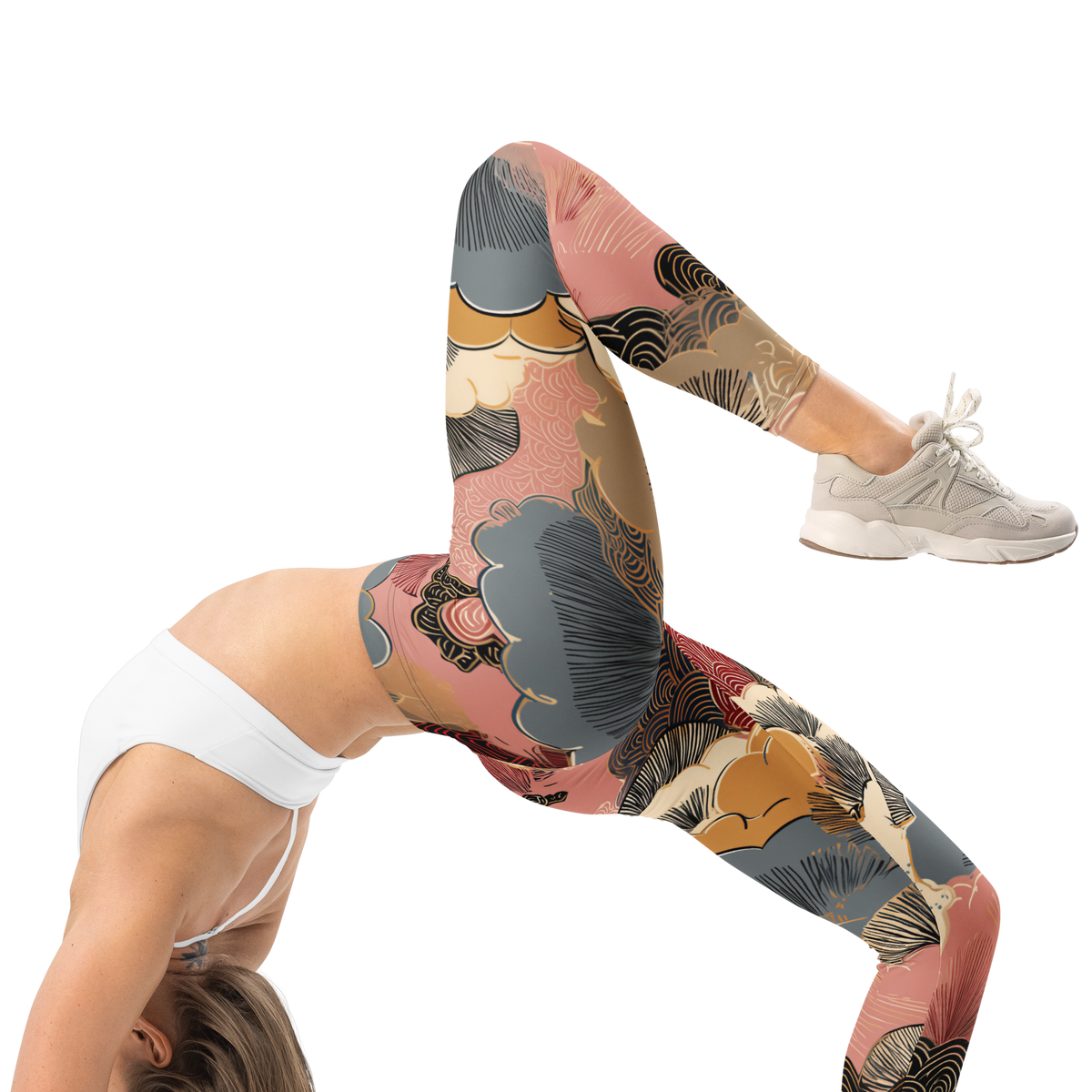 Yūkoku Soft Current mid-rise comfort leggings, right-side view.