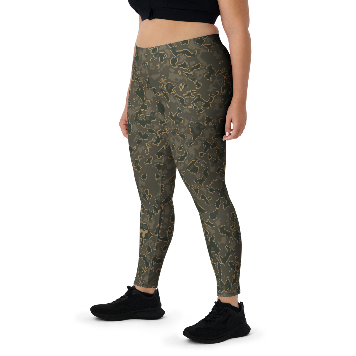 Digita Cellular Fracture Woodland mid-rise comfort leggings, oversize-fit front view.