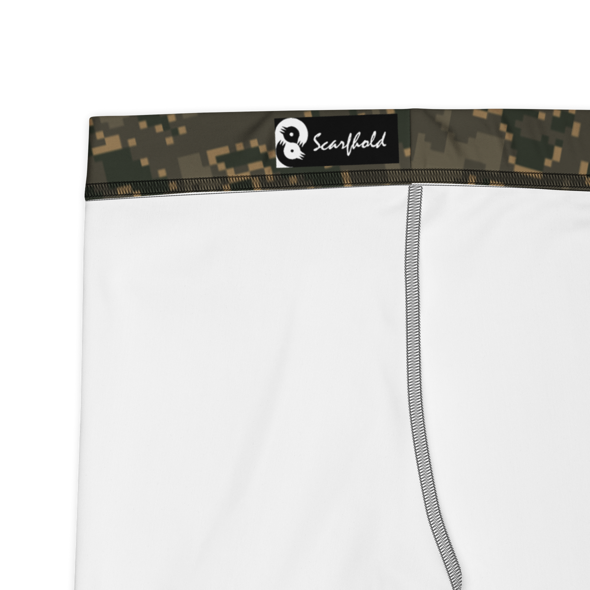 Digita Cellular Fracture Woodland mid-rise comfort leggings, fabric and construction details.