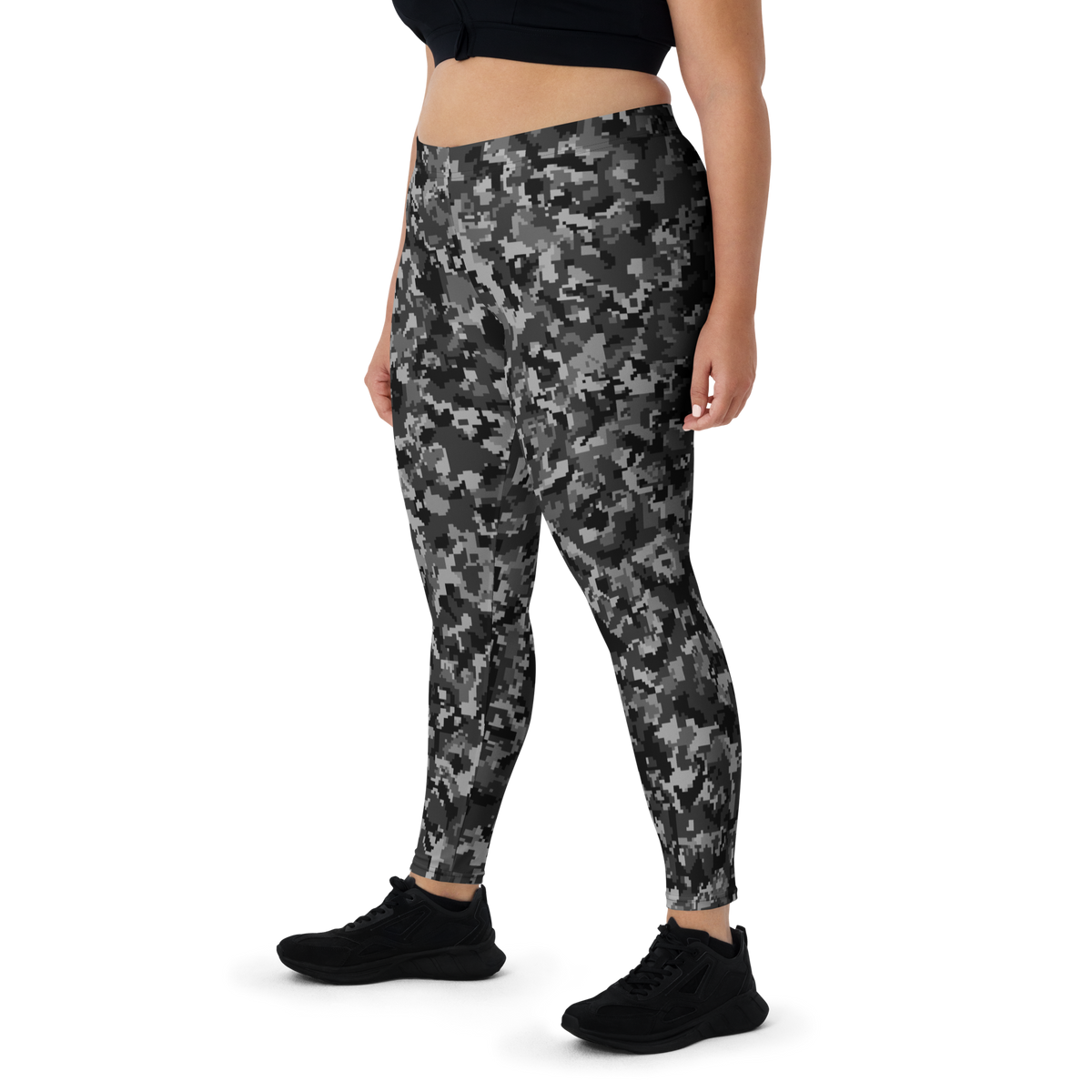 Digita Contour Static Greyscale mid-rise comfort leggings, oversize-fit front view.