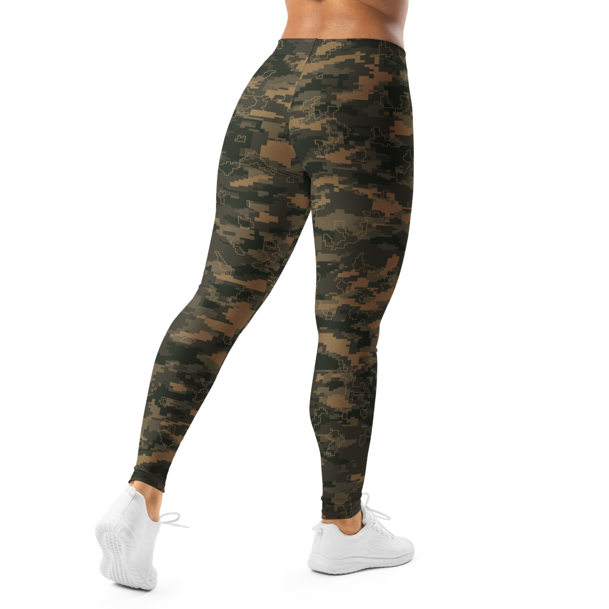 Digita Contour Static Woodland mid-rise comfort leggings, back view.