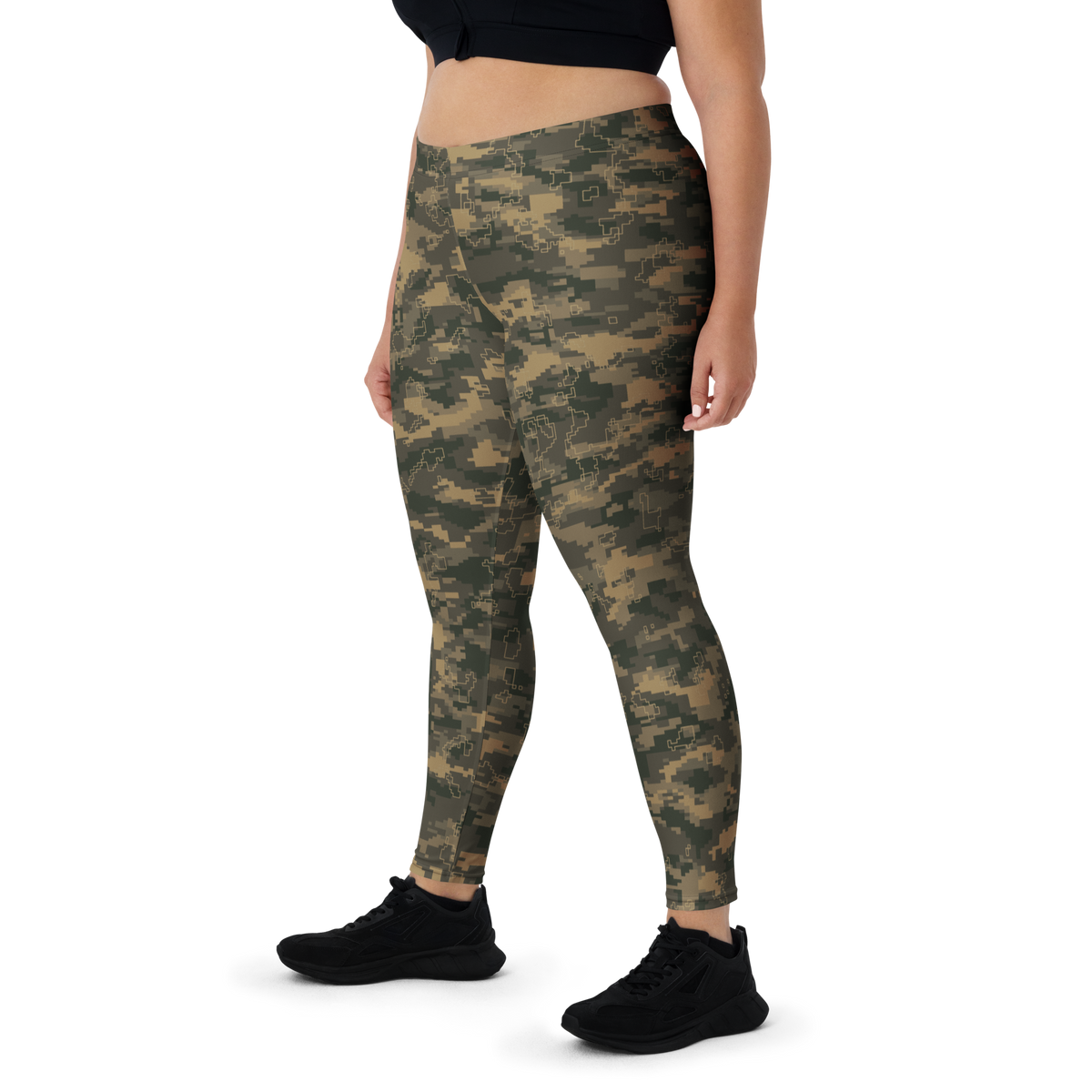 Digita Contour Static Woodland mid-rise comfort leggings, oversize-fit front view.