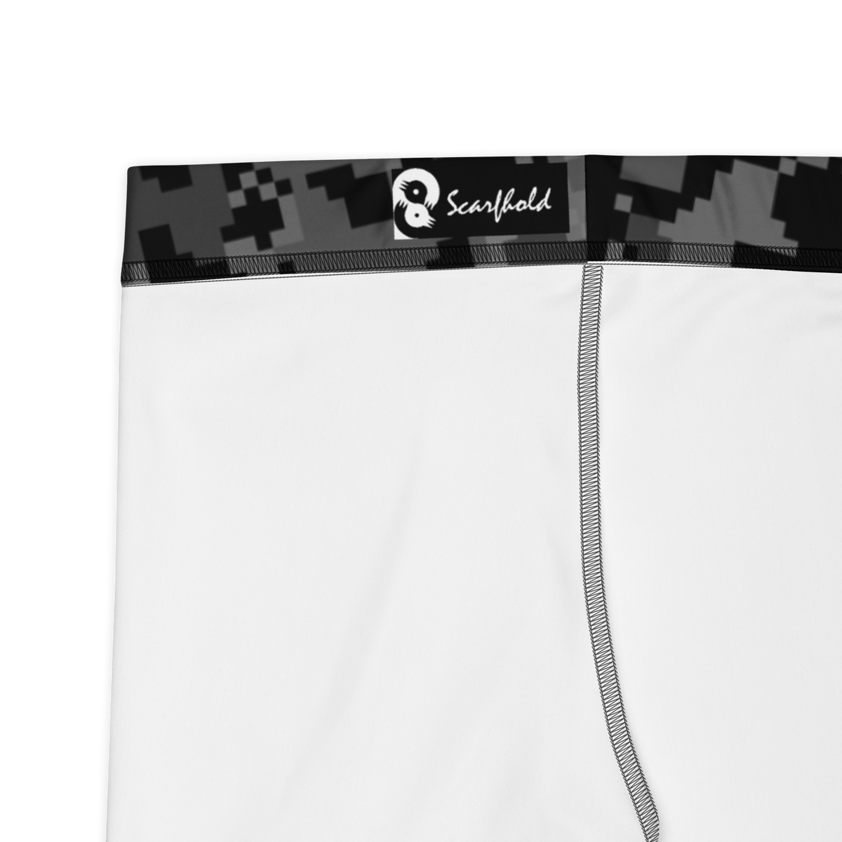 Digita Greyscale 1 camouflage mid-rise comfort leggings, fabric and construction details.