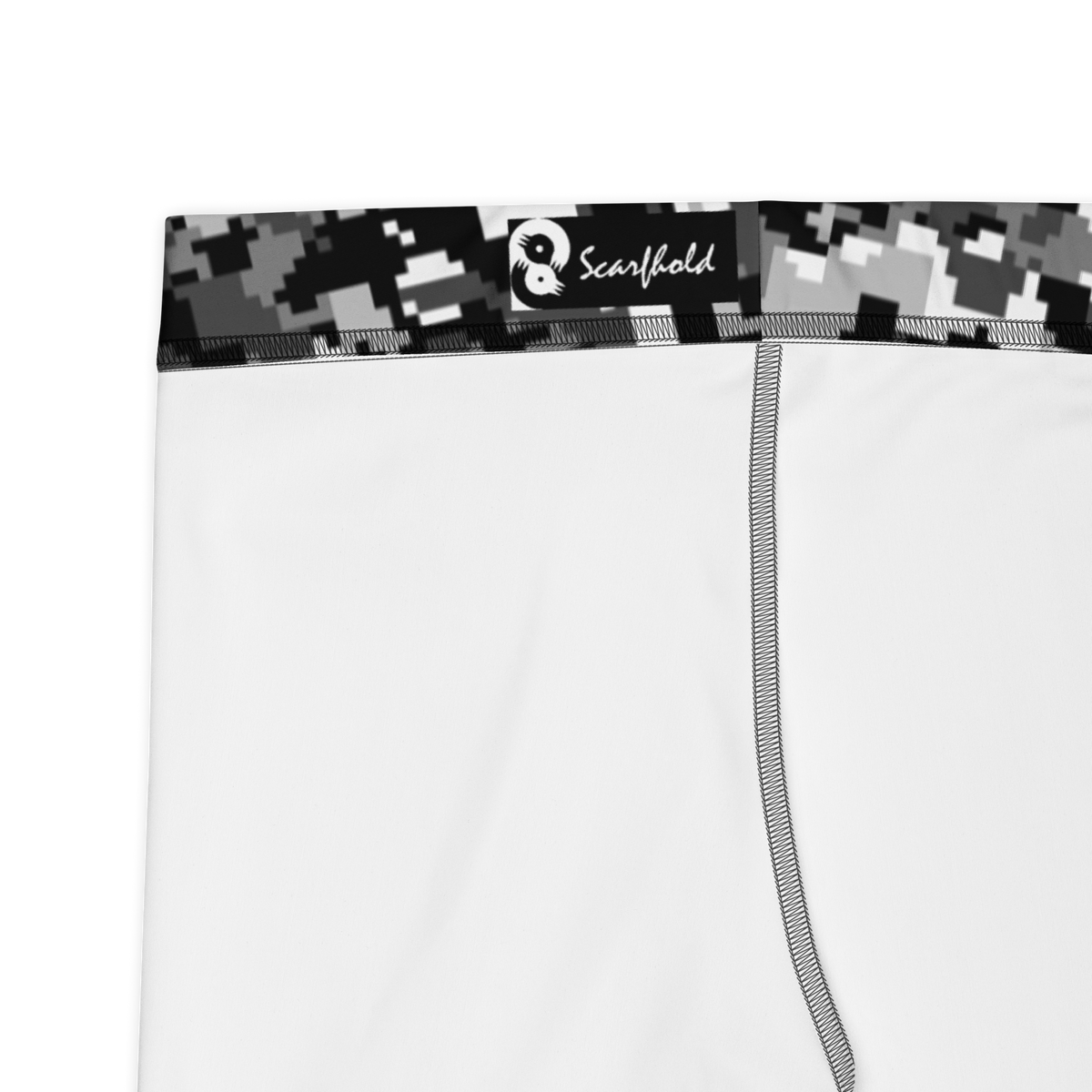 Digita Greyscale 5 camouflage mid-rise comfort leggings, fabric and construction details.