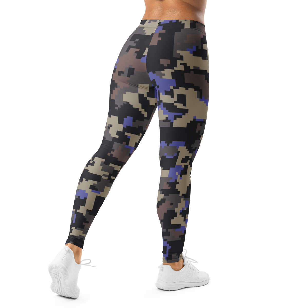 Digita Very Peri 1 camouflage mid-rise comfort leggings, back view.