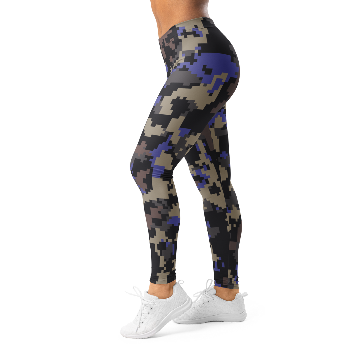 Digita Very Peri 1 camouflage mid-rise comfort leggings, left-side view.