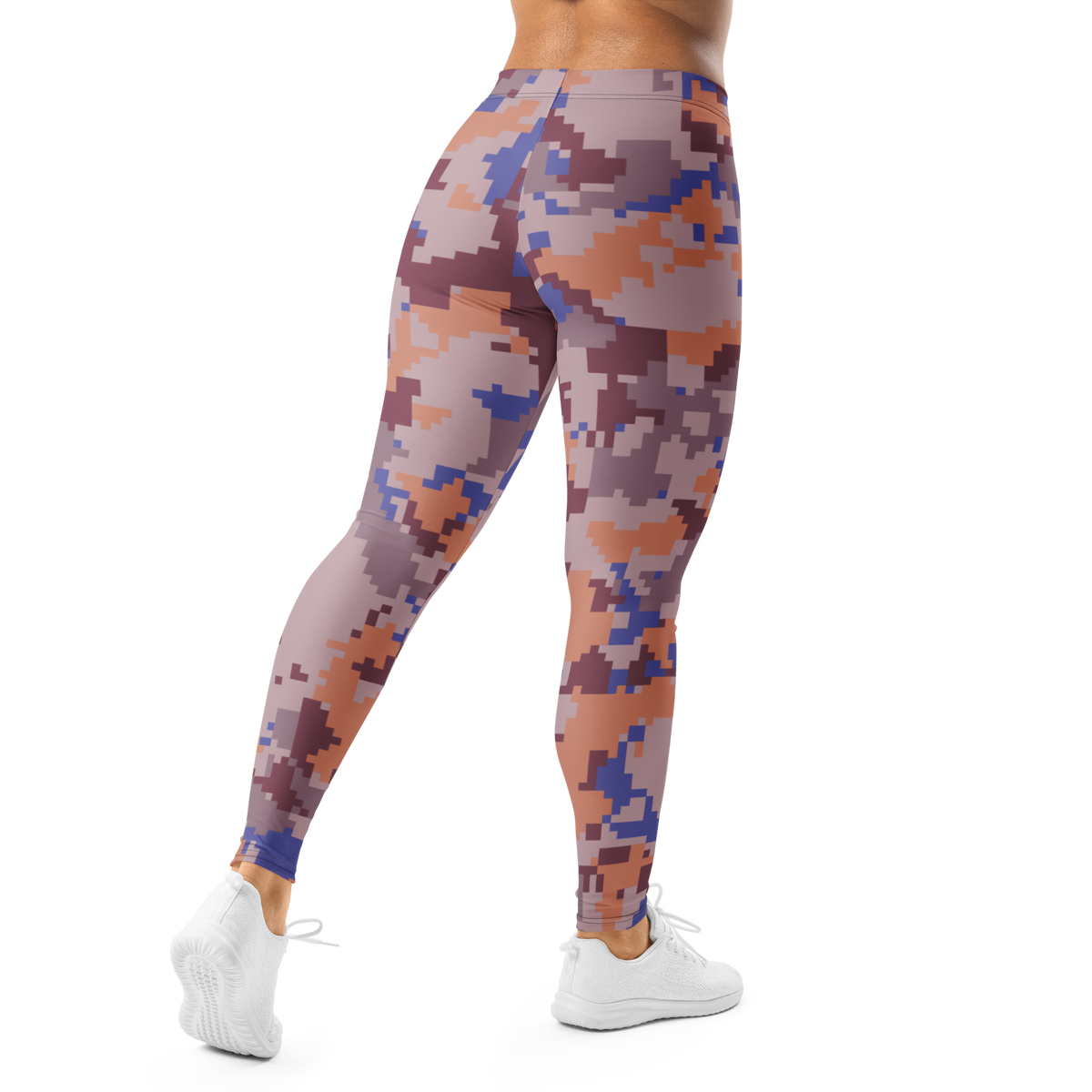 Digita Very Peri 3 camouflage mid-rise comfort leggings, back view.