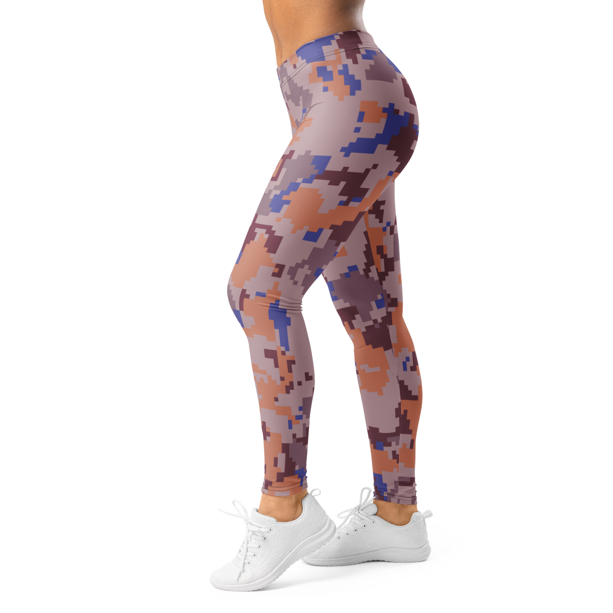 Digita Very Peri 3 camouflage mid-rise comfort leggings, left-side view.