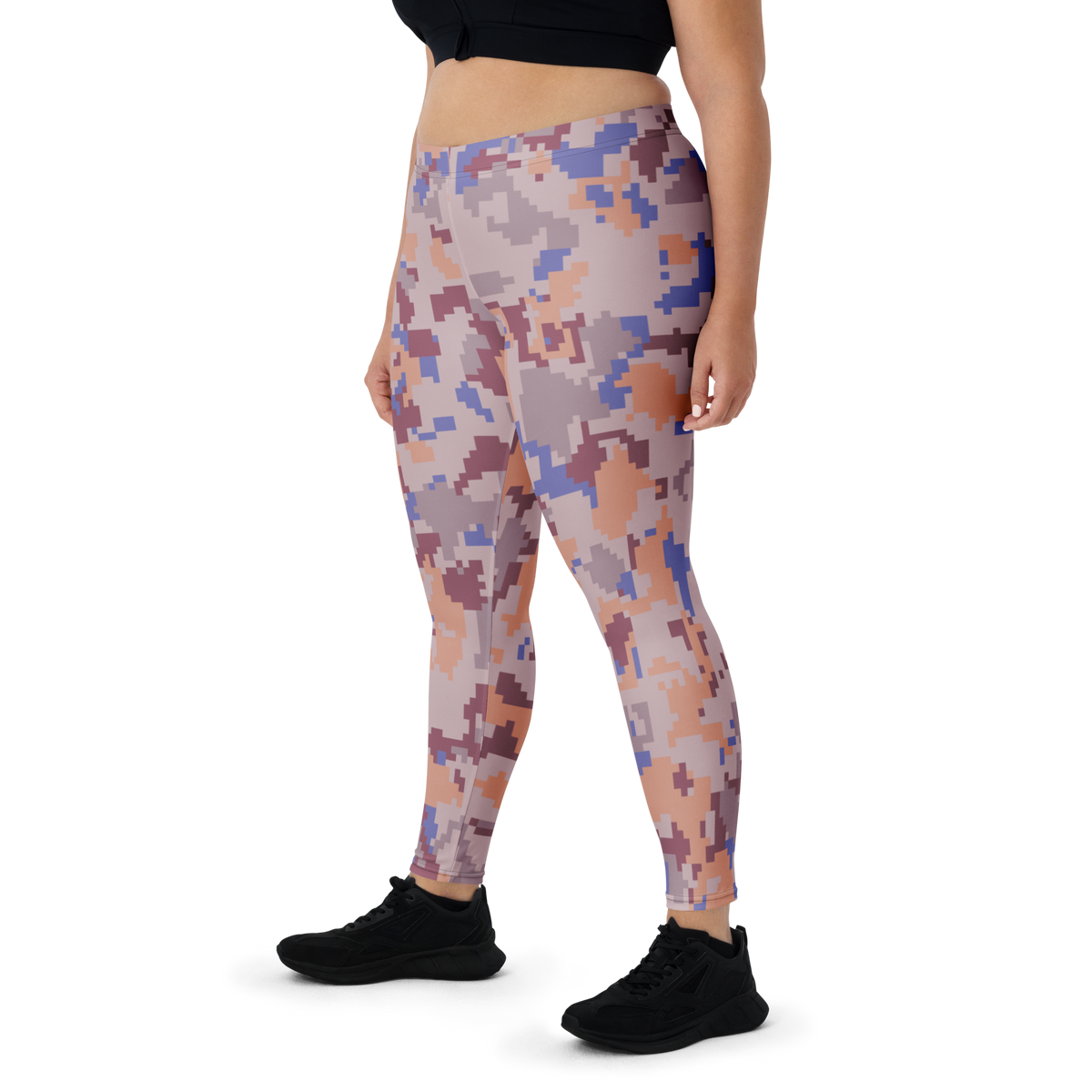 Digita Very Peri 3 camouflage mid-rise comfort leggings, oversize-fit front view.