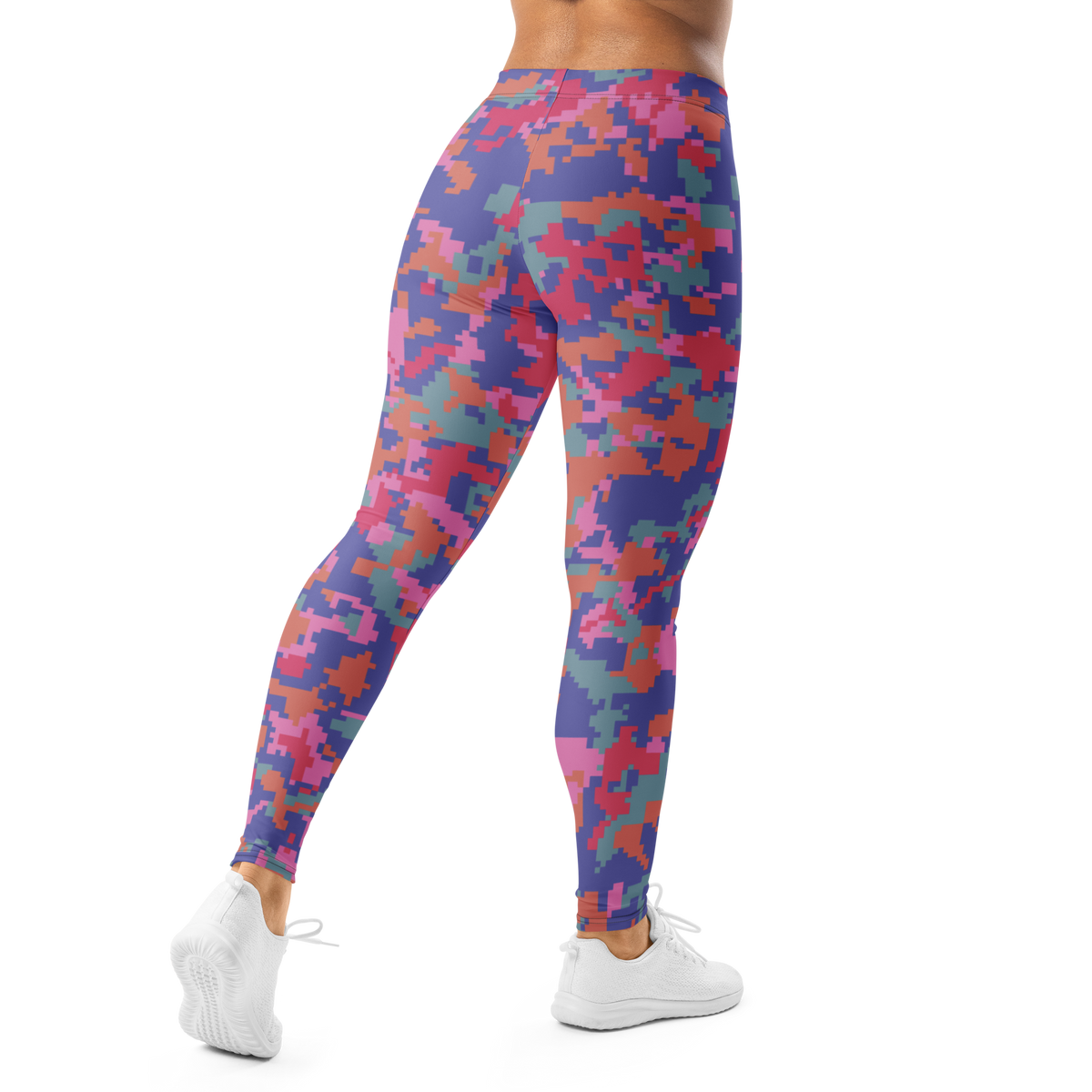 Digita Very Peri 4 camouflage mid-rise comfort leggings, back view.