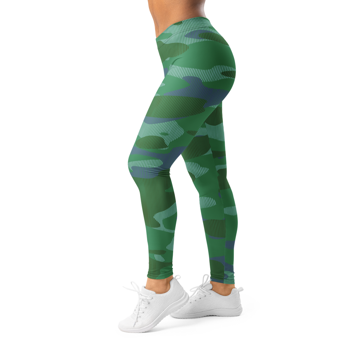 Gulf Striation Very Peri 2 camouflage mid-rise comfort leggings, left-side view.