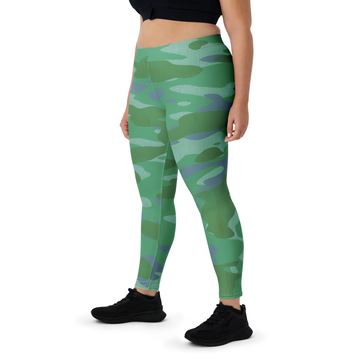 Gulf Striation Very Peri 2 camouflage mid-rise comfort leggings, oversize-fit front view.