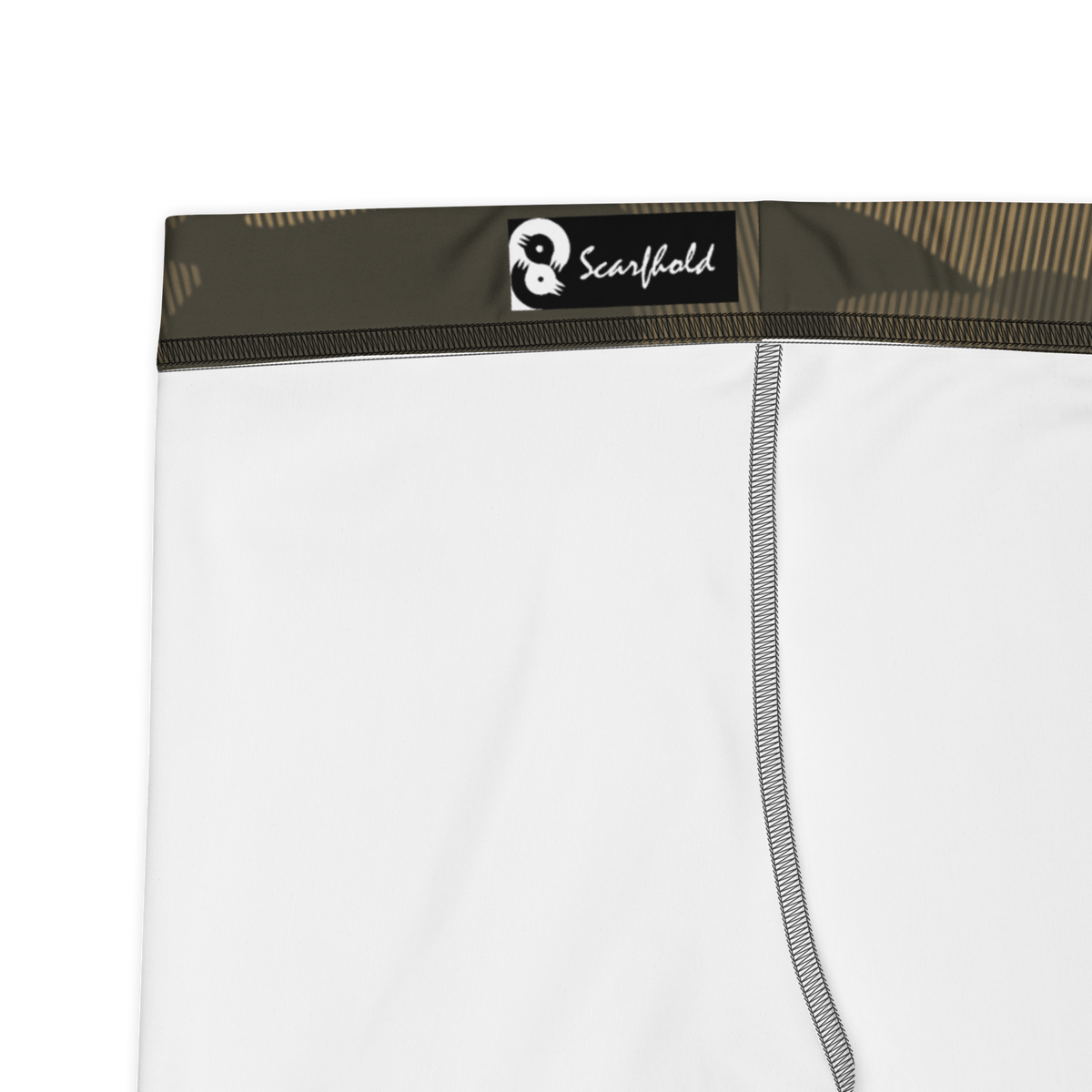 Gulf Striation Woodland camouflage mid-rise comfort leggings, fabric and construction details.