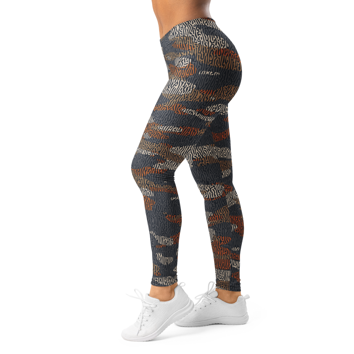 Gulf Turing Fall 2 camouflage mid-rise comfort leggings, left-side view.