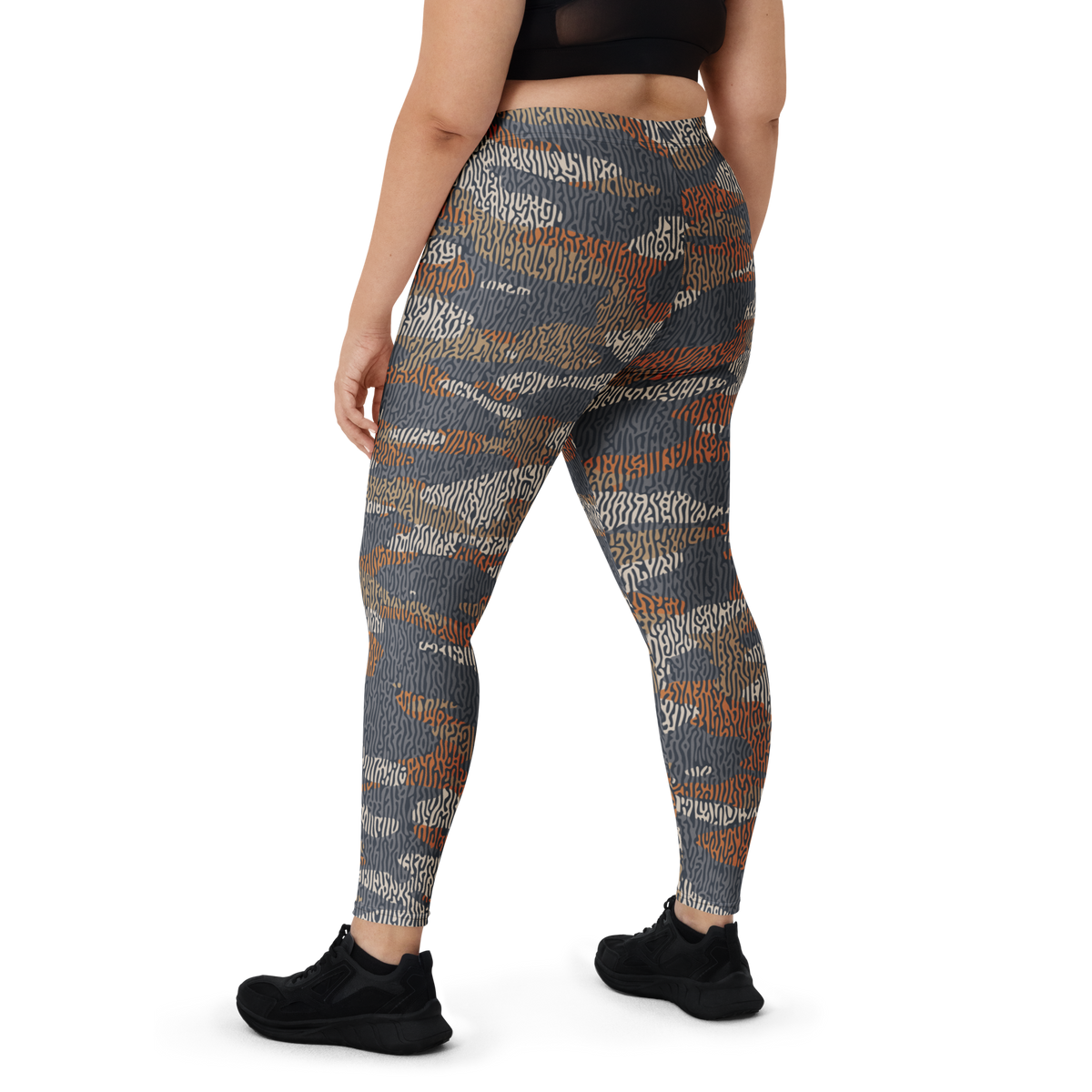 Gulf Turing Fall 2 camouflage mid-rise comfort leggings, oversize-fit back view.