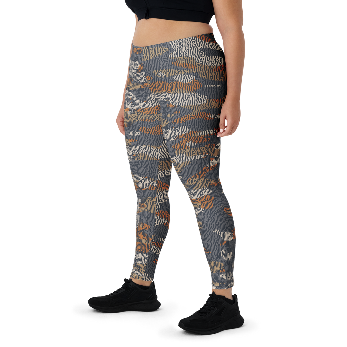 Gulf Turing Fall 2 camouflage mid-rise comfort leggings, oversize-fit front view.