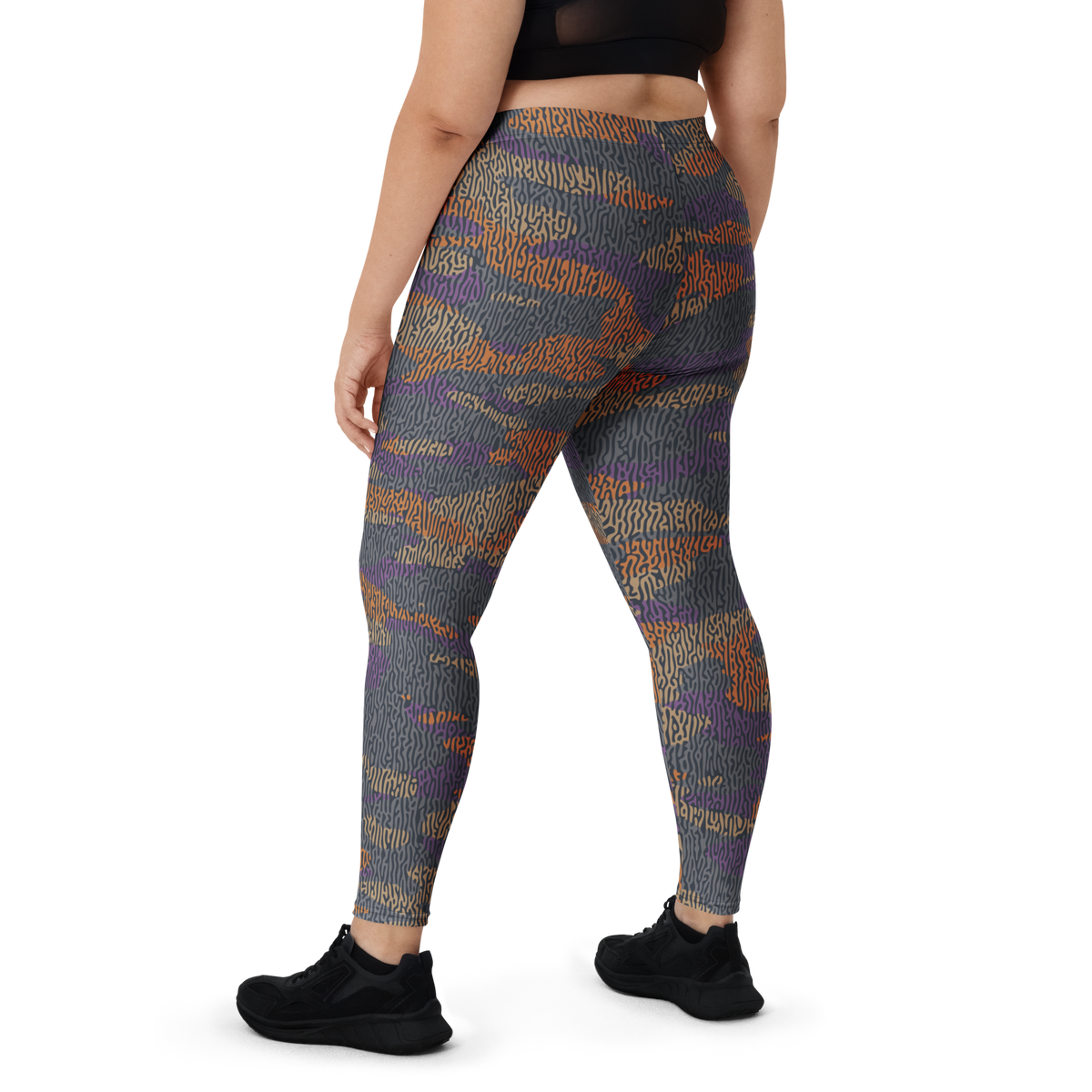 Gulf Turing Fall 3 camouflage mid-rise comfort leggings, oversize-fit back view.