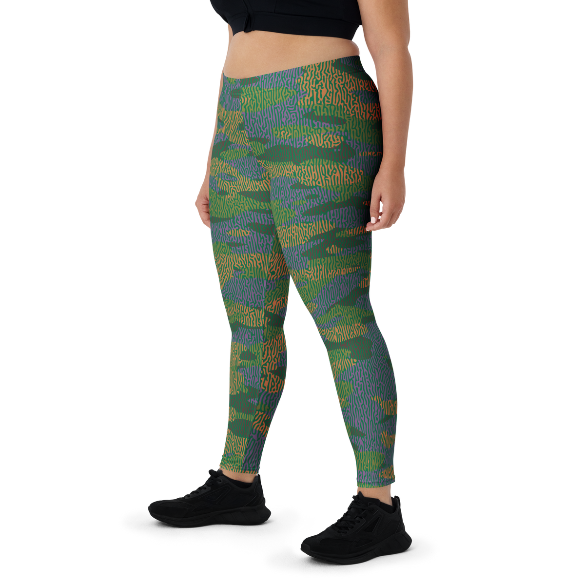 Gulf Turing Fall 4 camouflage mid-rise comfort leggings, oversize-fit front view.