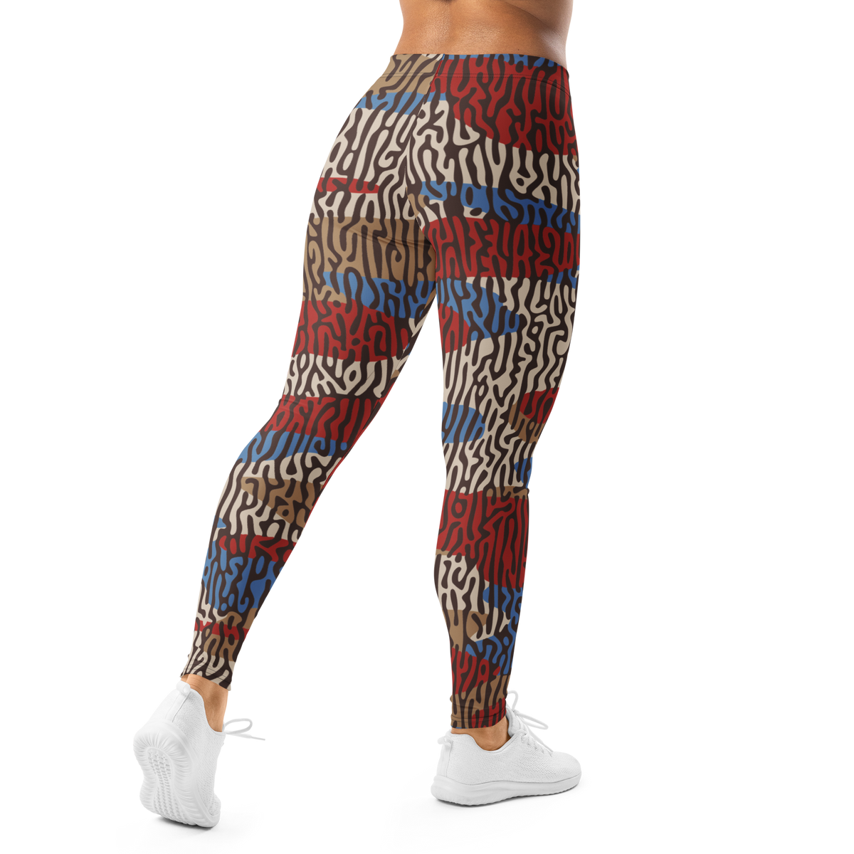 Gulf Turing Fall 5 camouflage mid-rise comfort leggings, back view.