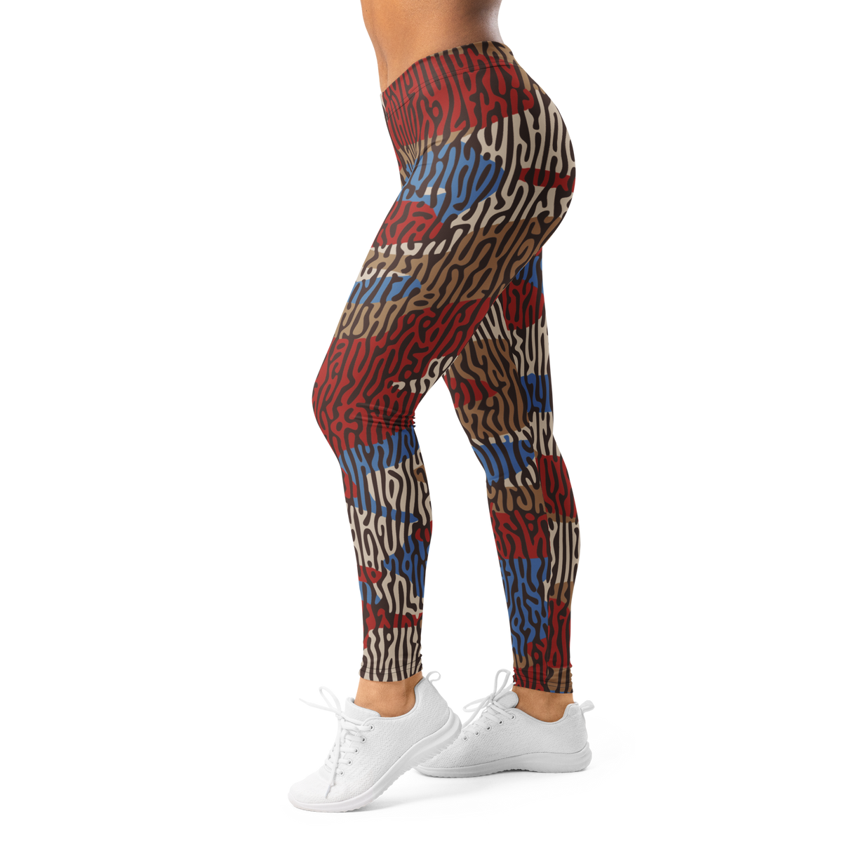 Gulf Turing Fall 5 camouflage mid-rise comfort leggings, left-side view.