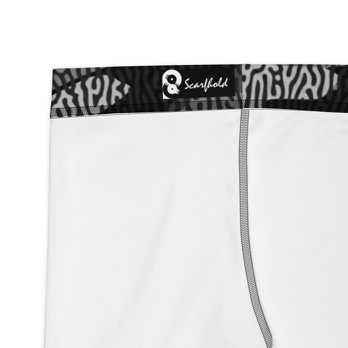 Gulf Turing Greyscale camouflage mid-rise comfort leggings, fabric and construction details.