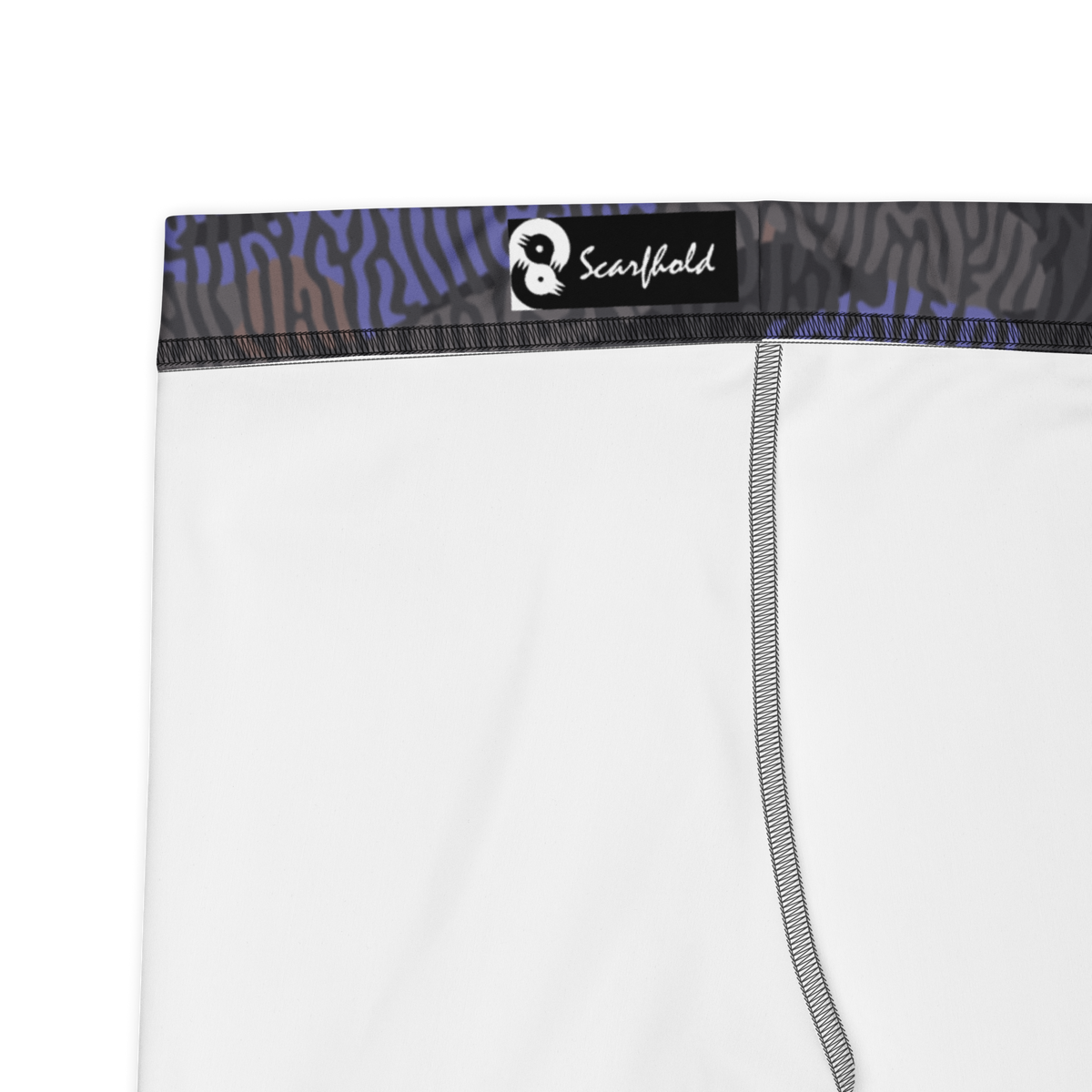 Gulf Turing Very Peri 1 camouflage mid-rise comfort leggings, fabric and construction details.