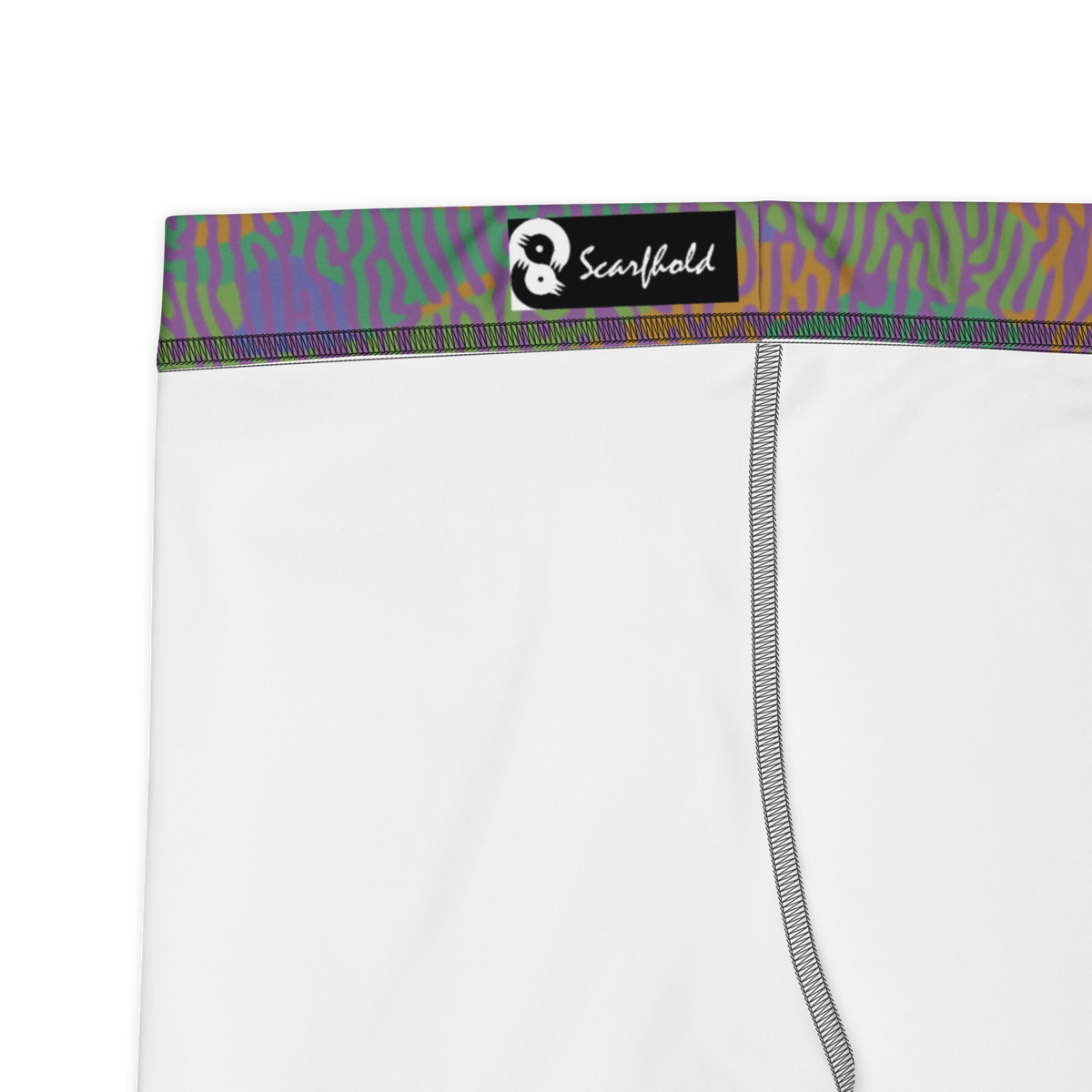 Gulf Turing Very Peri 2 camouflage mid-rise comfort leggings, fabric and construction details.