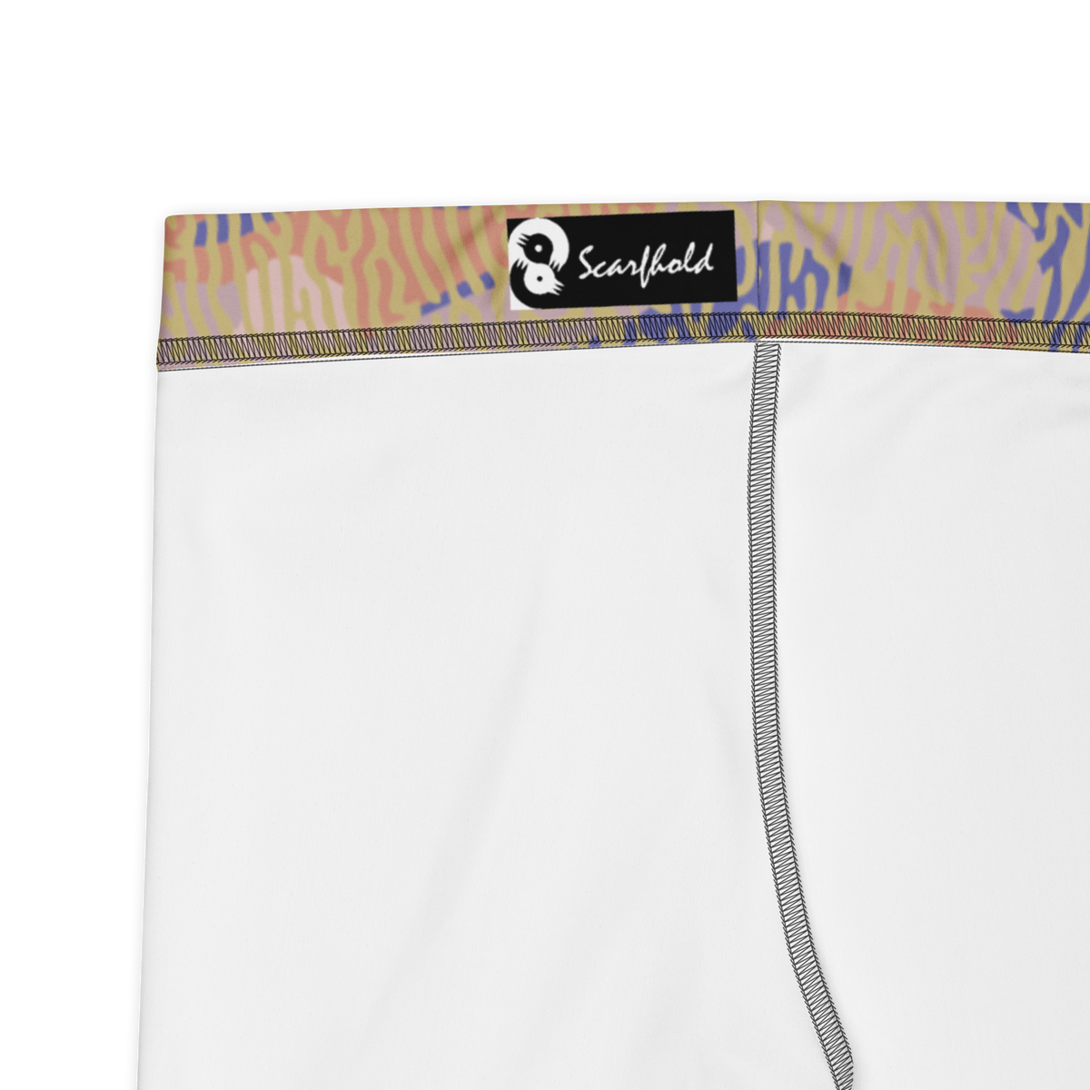Gulf Turing Very Peri 3 camouflage mid-rise comfort leggings, fabric and construction details.